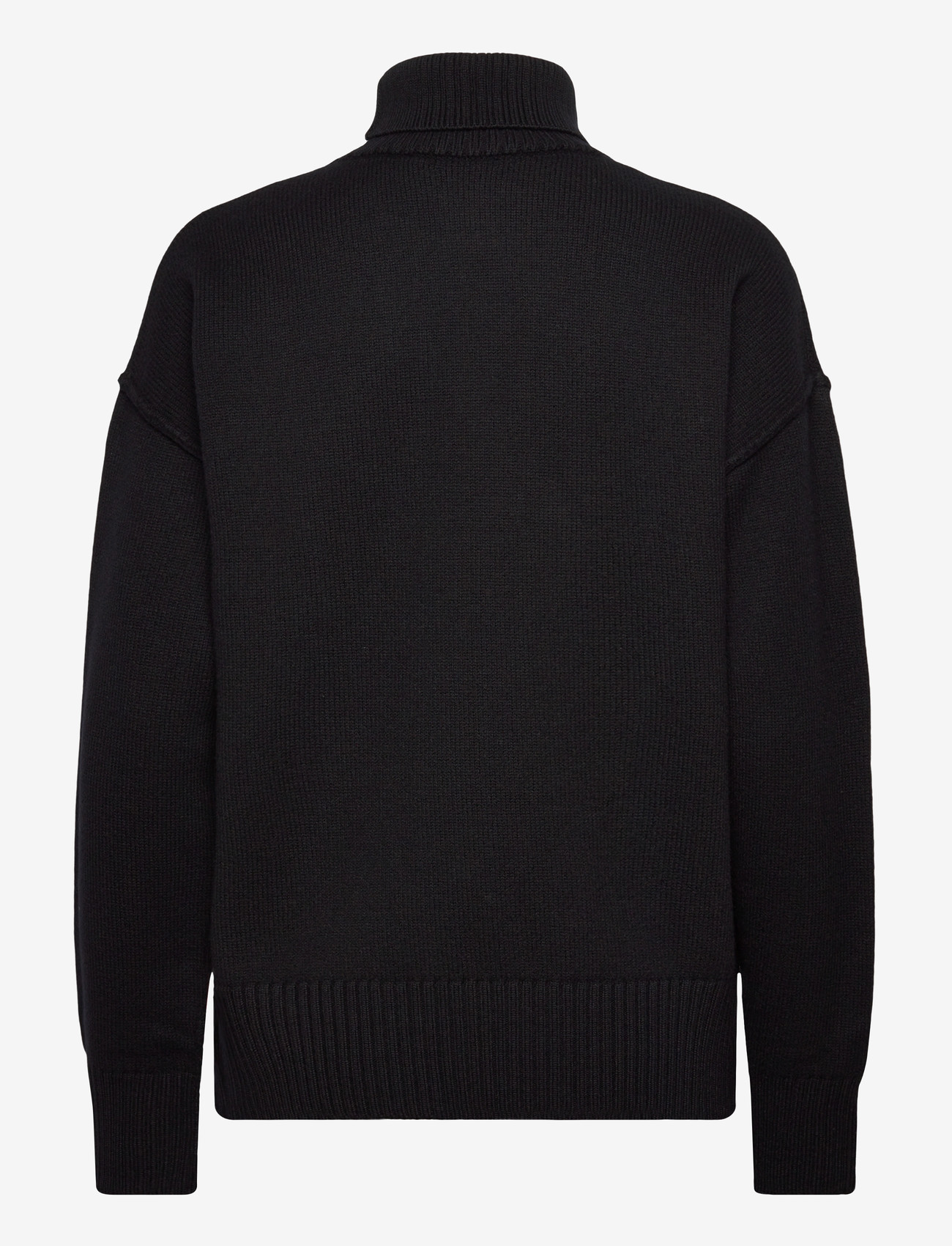 AMI - FUNNEL NECK SWEATER WITH CONTRASTED AMI DE COEUR - polotröjor - 009 : noir/rouge - 1