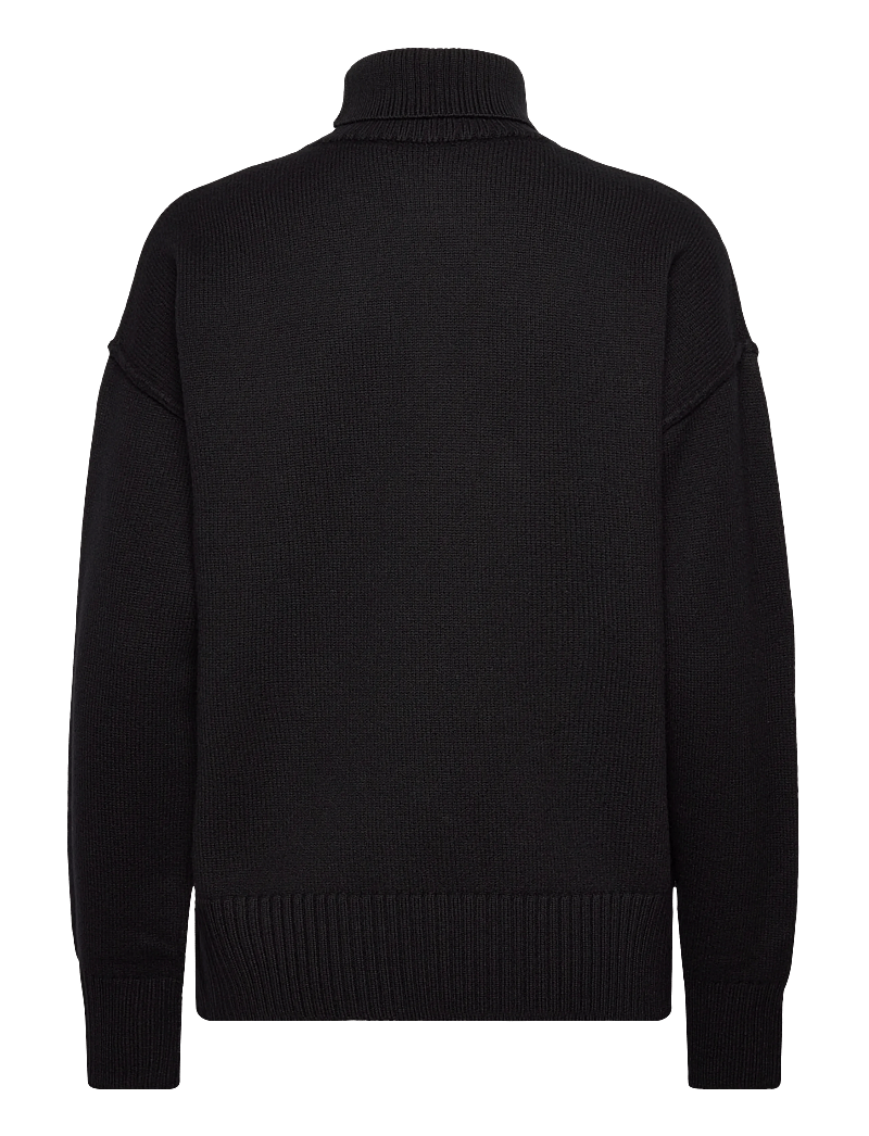 AMI - FUNNEL NECK SWEATER WITH CONTRASTED AMI DE COEUR - rullekraver - 009 : noir/rouge - 1