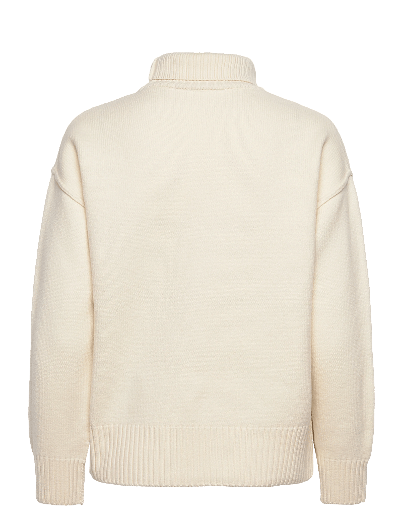 AMI - FUNNEL NECK SWEATER WITH CONTRASTED AMI DE COEUR - kõrge kaelusega džemprid - 151 : ecru/noir - 1