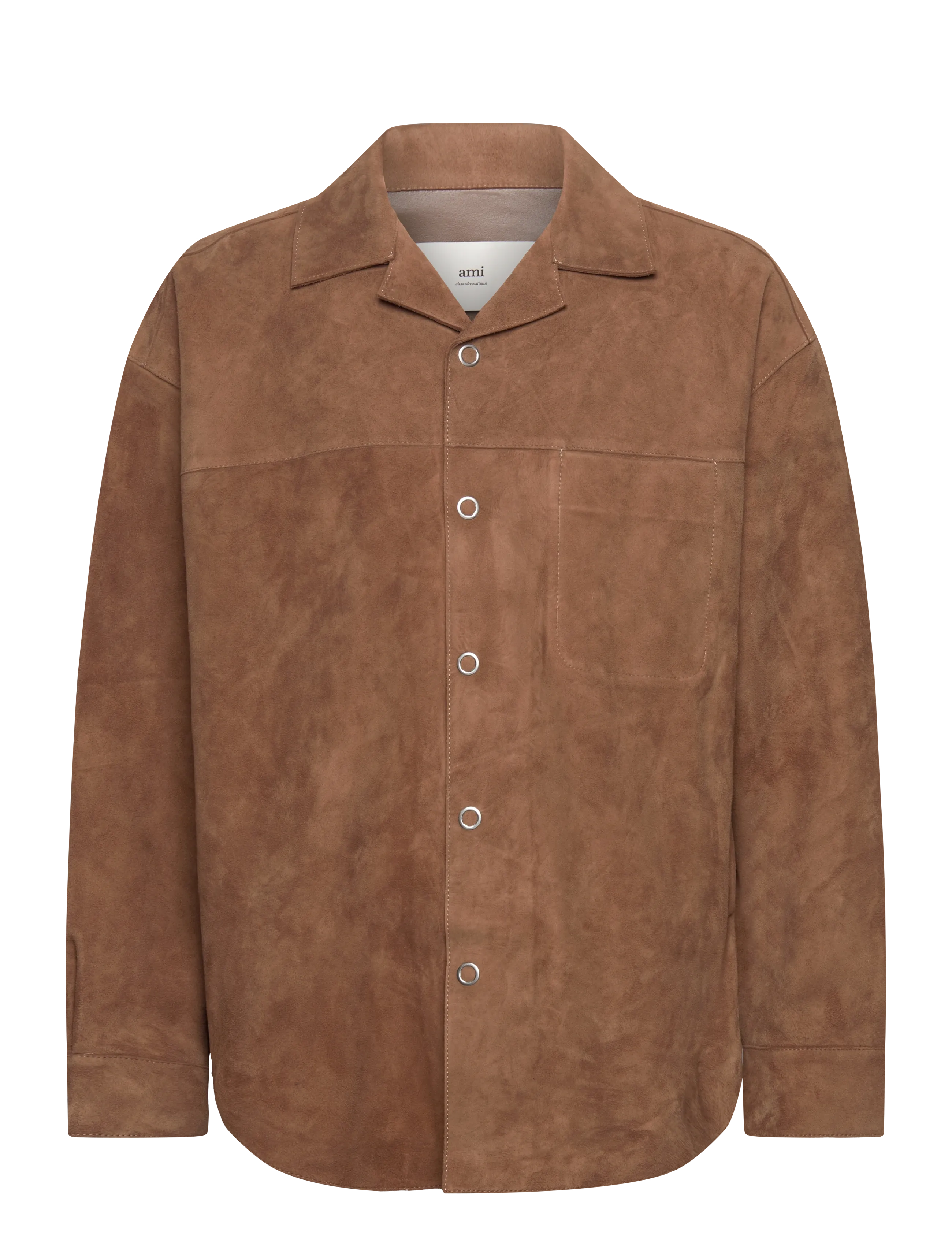 AMI LEATHER OVERSHIRT - Overshirts - 216 : NOISETTE / brown