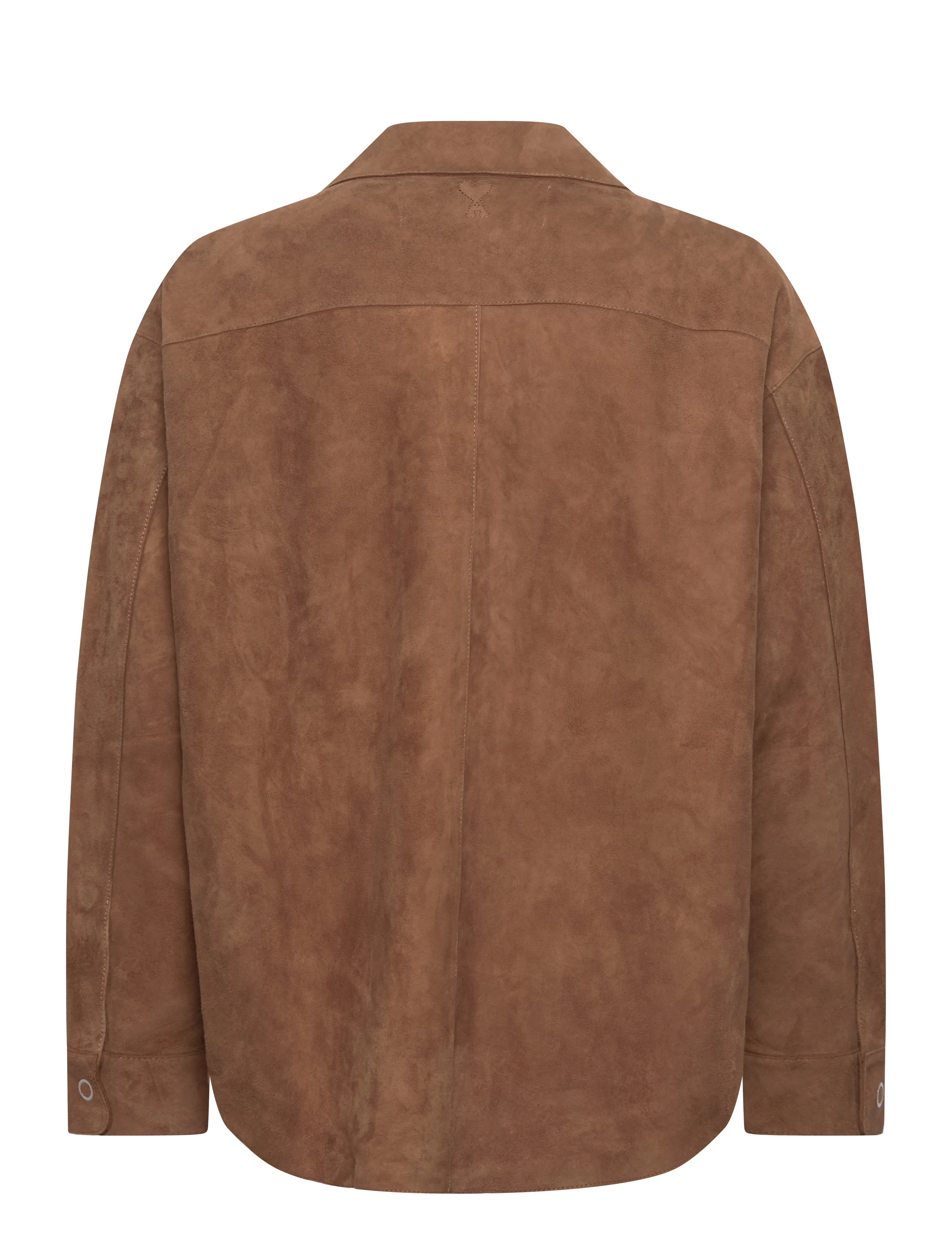 AMI - LEATHER OVERSHIRT - overshirts - 216 : noisette - 1