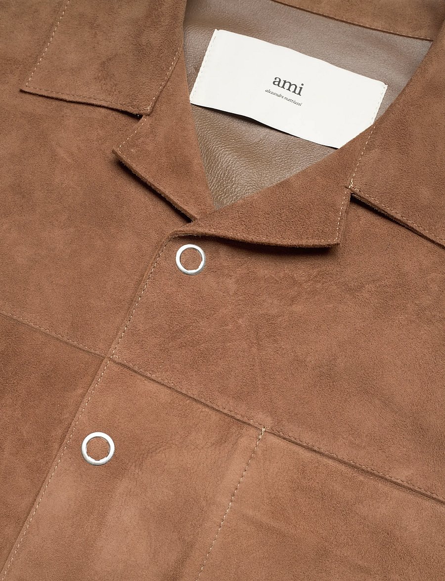 AMI - LEATHER OVERSHIRT - Überhemden - 216 : noisette - 2