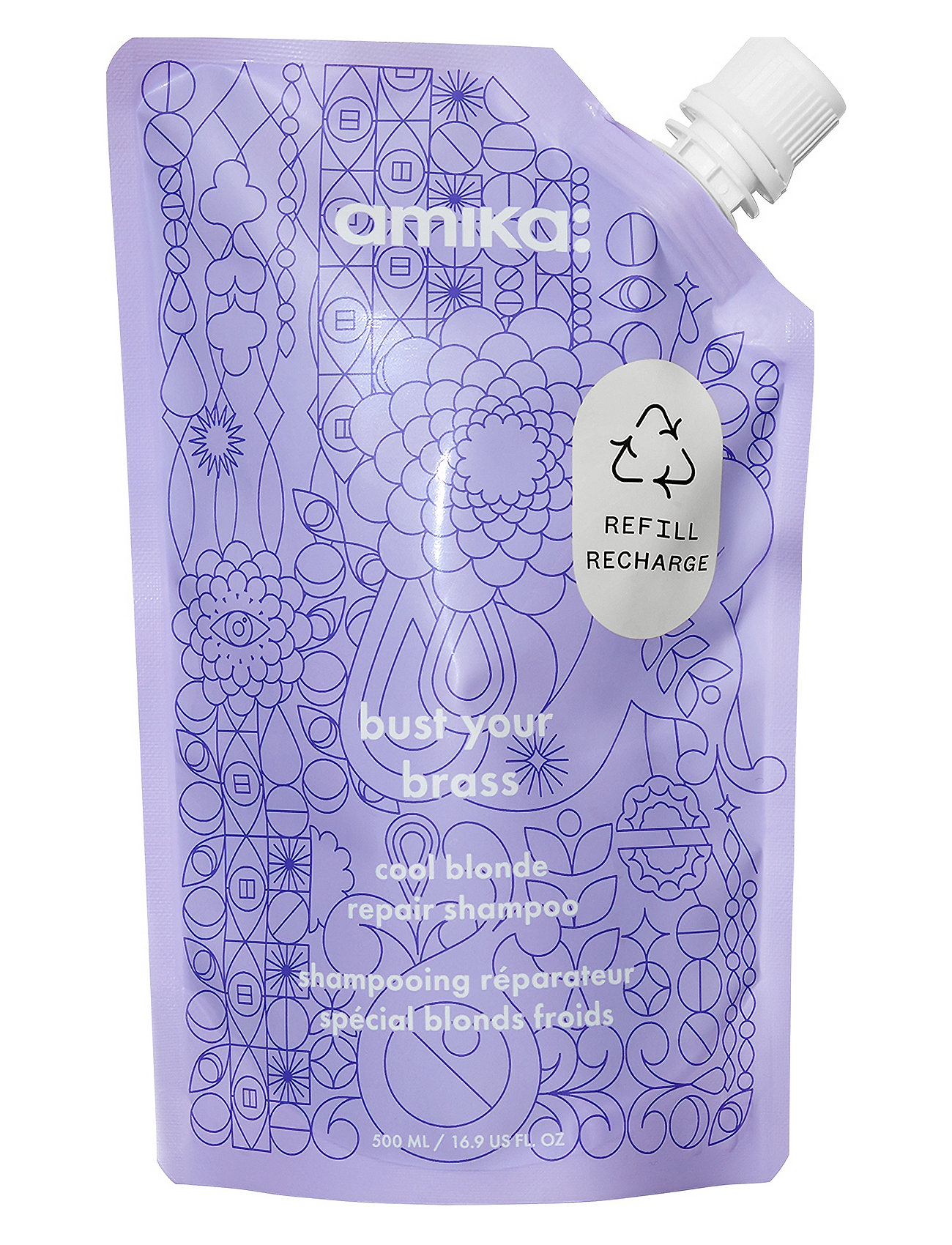 AMIKA Bust Your Brass Cool Blonde Repair Shampoo - Nude - 500 ml