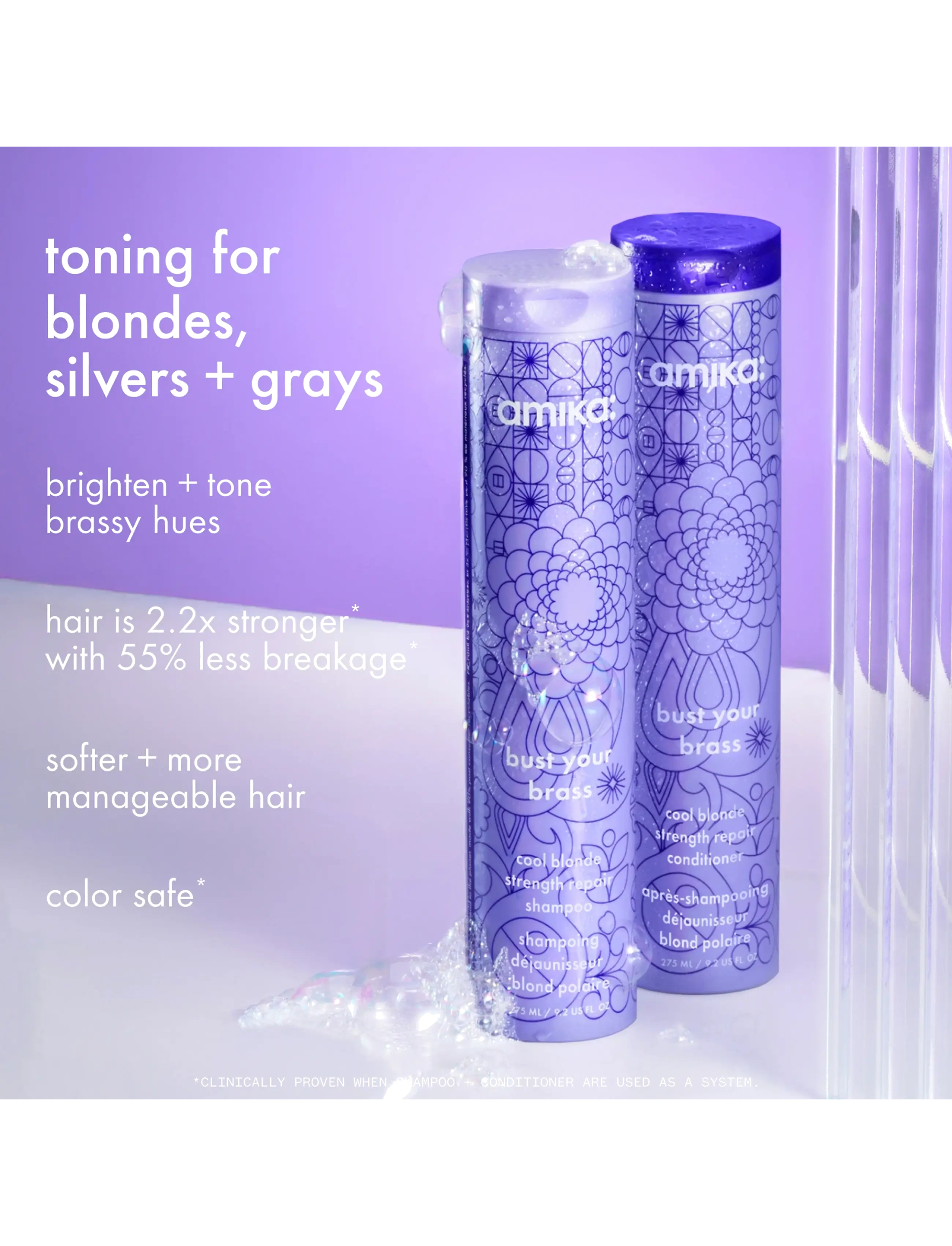 AMIKA - Bust Your Brass Cool Blonde Repair Shampoo - hårpleje - no color - 2