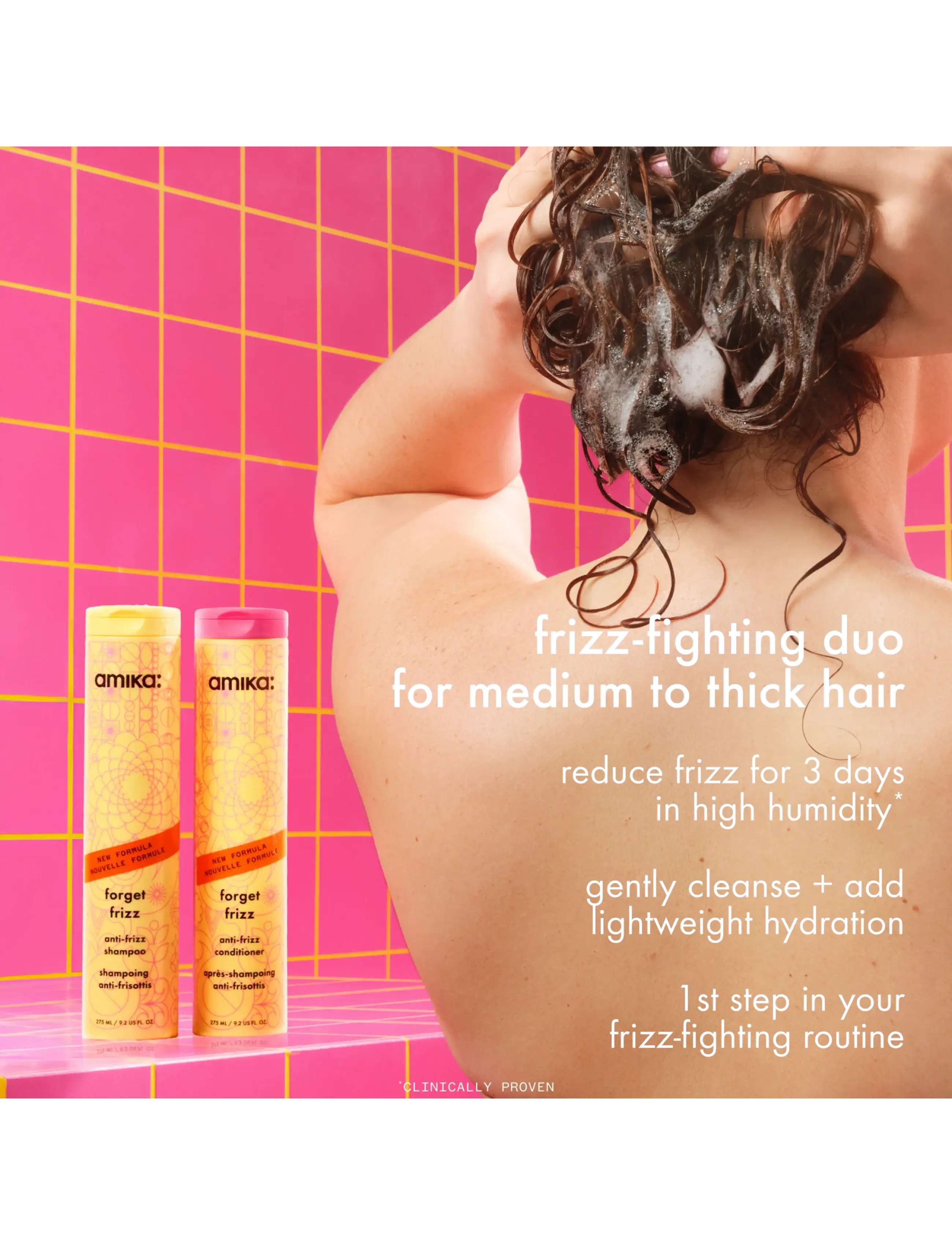 Amika Forget Frizz Anti-Frizz Shampoo dam – bild 4