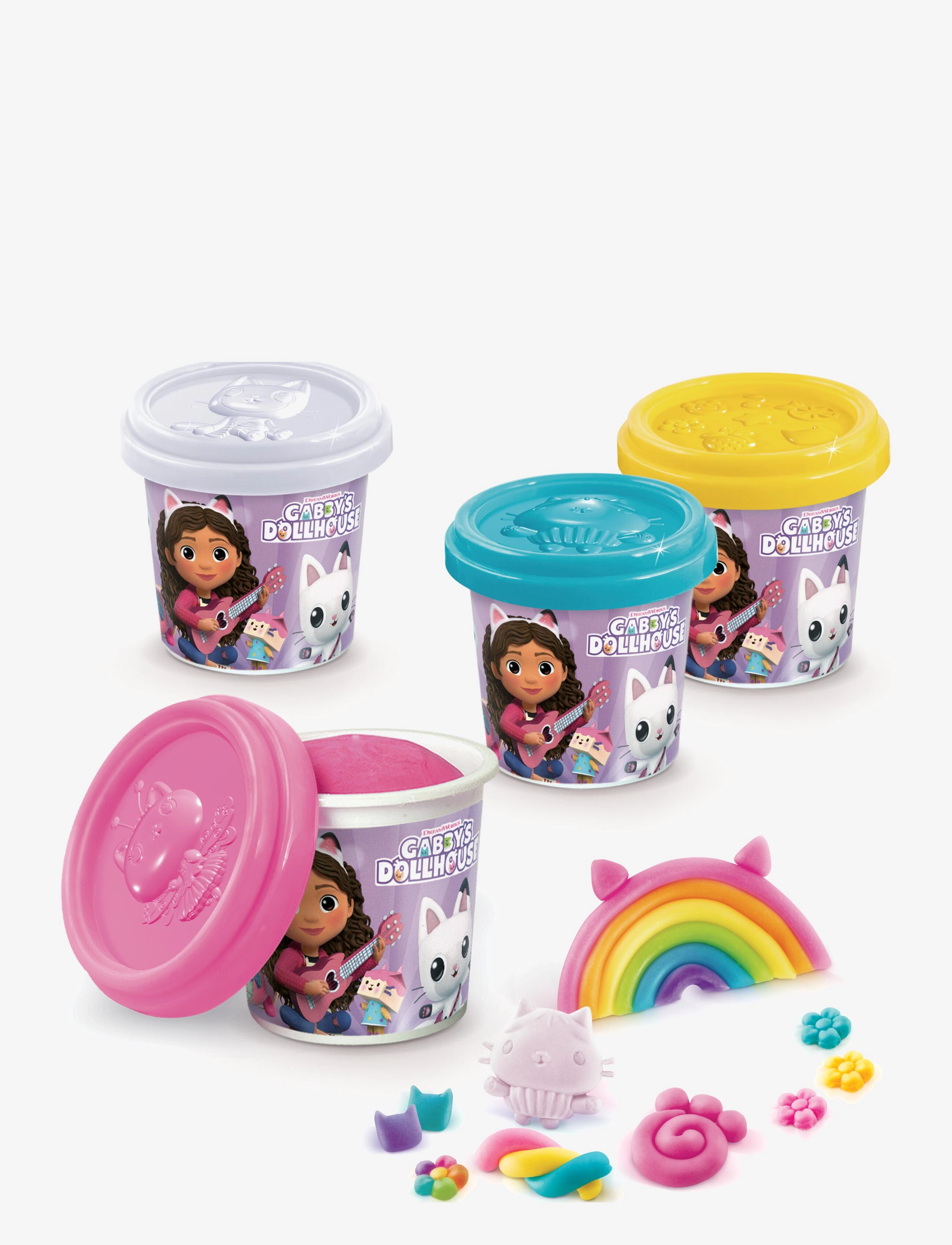 Gabby's Dollhouse Dough 4-Pack, Børn, Play Dough, Multi/mønstret, Str: ONE SIZE