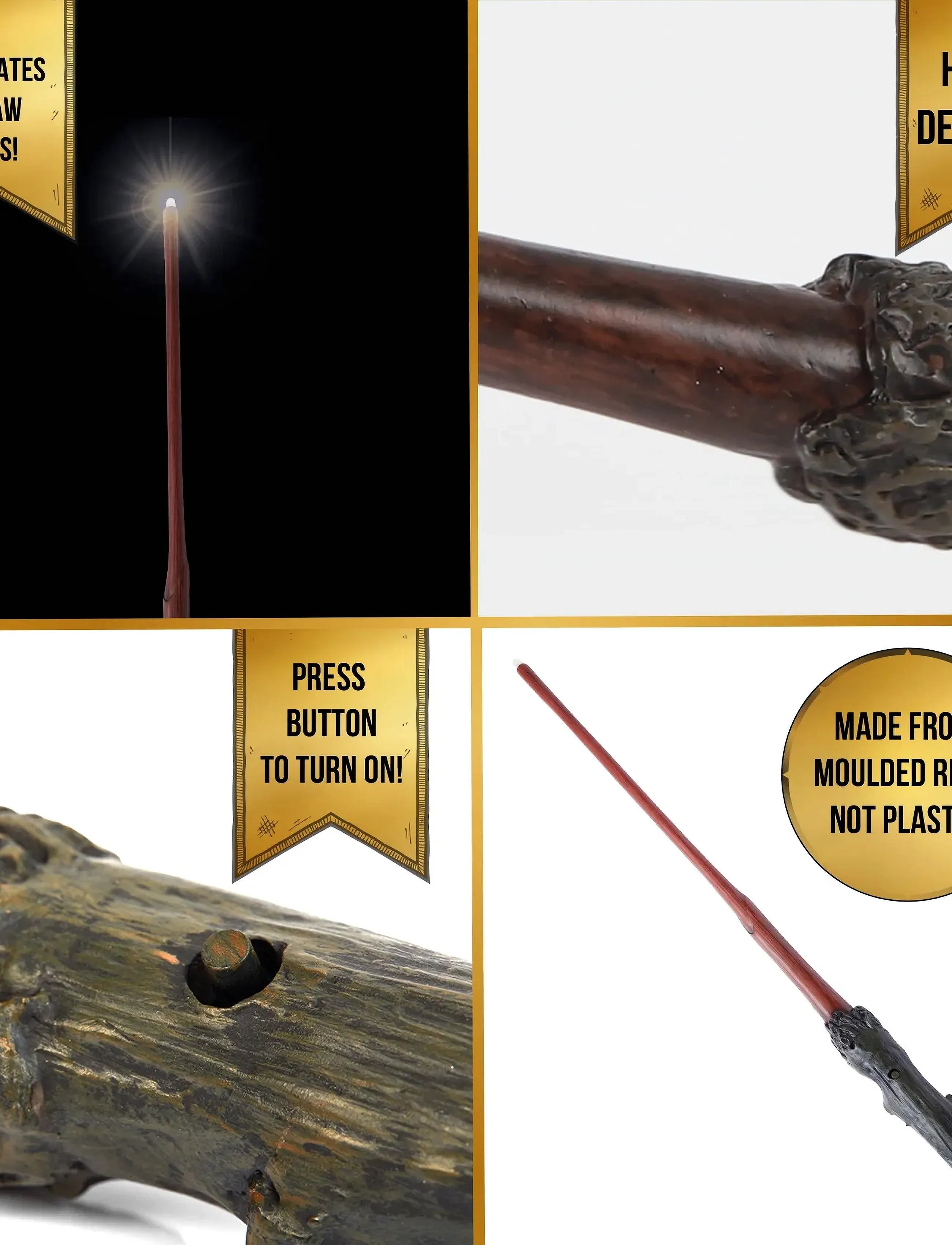 Harry Potter Lumos Wand Harry Potter, Børn, Costumes Tilbehør, Brun, Str: ONE SIZE