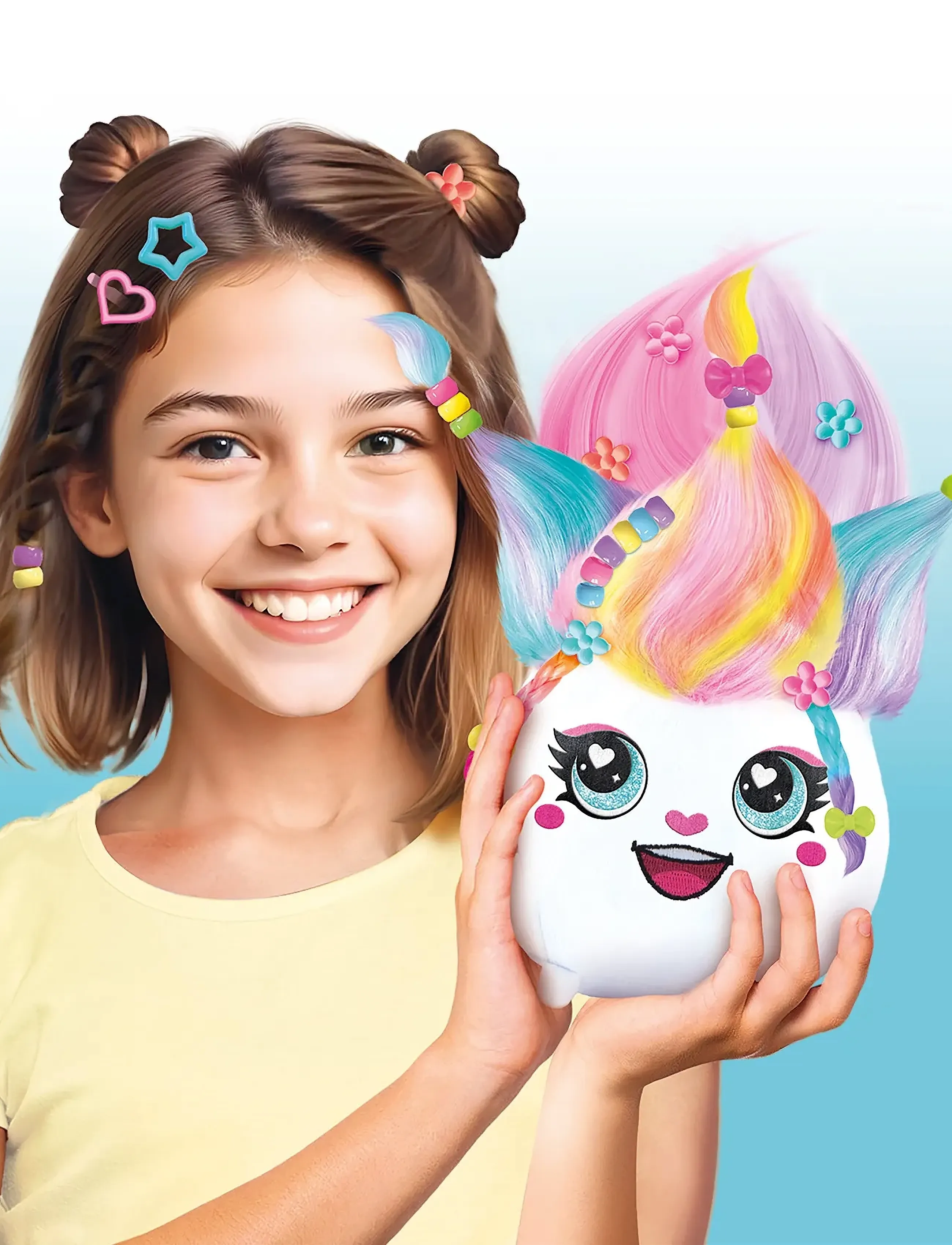 AMO Airbrush Plush Hair-Iffic Hair Style Salon, Børn, Doll Styling Heads, Multi/mønstret, Str: ONE SIZE