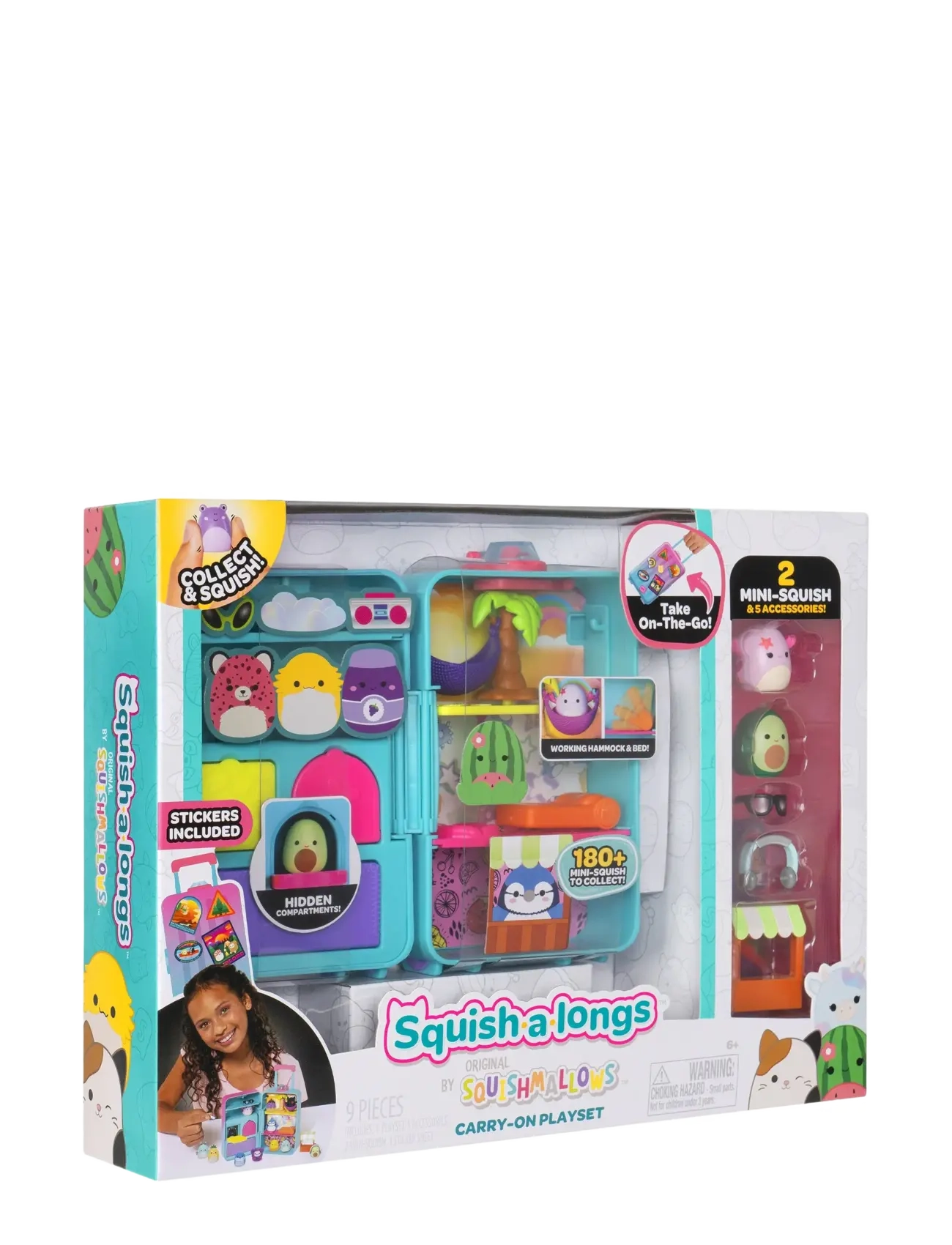 AMO Squish-A-Longs Luggage Playset, One Size, Pink, Legesæt Og Actionfigurer > Legesæt, Børn