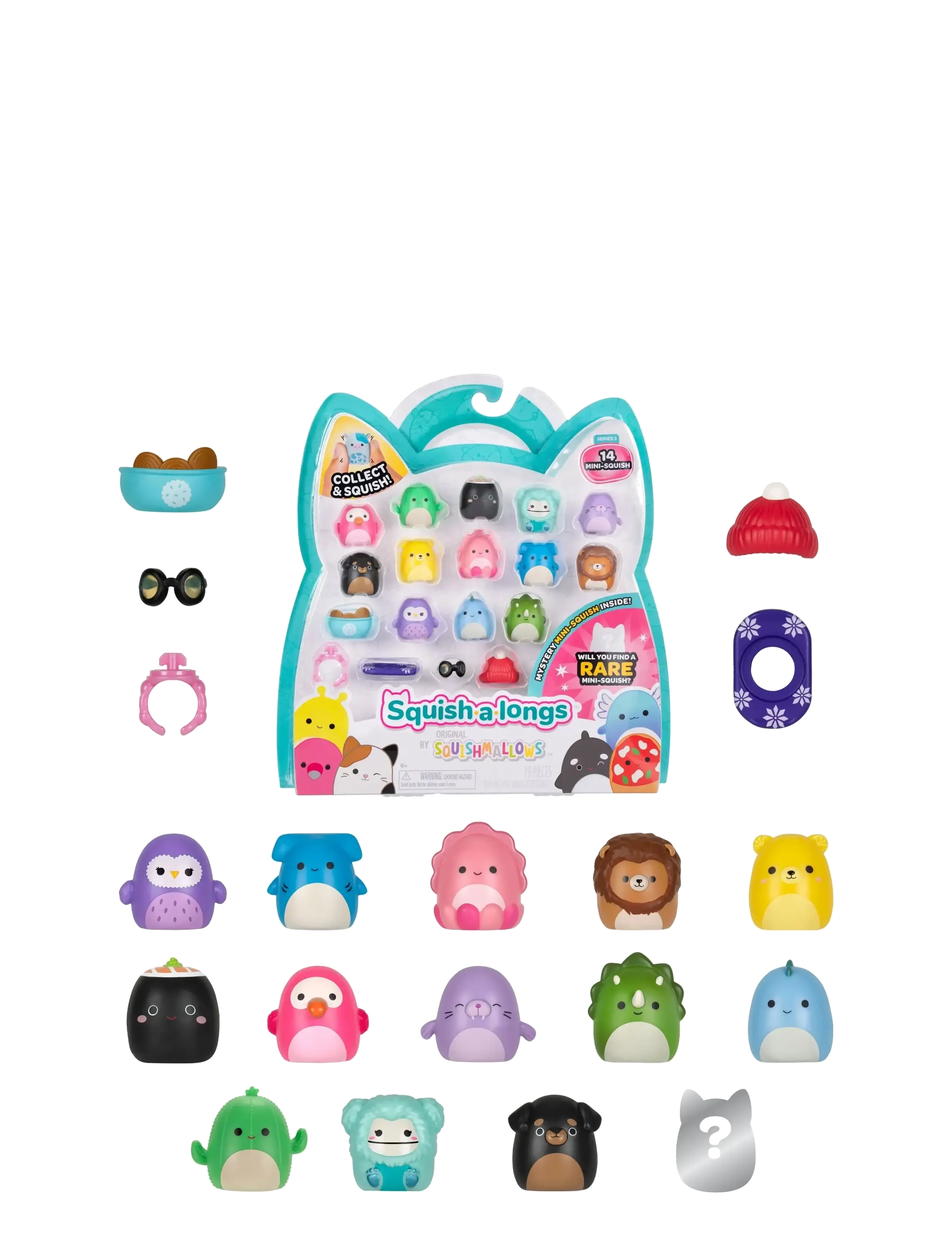 AMO Squish-A-Longs 2,5 cm 14 Pack Style 2 S3, One Size, Blue, Soft Legetøj > Stuffed Animals, Børn