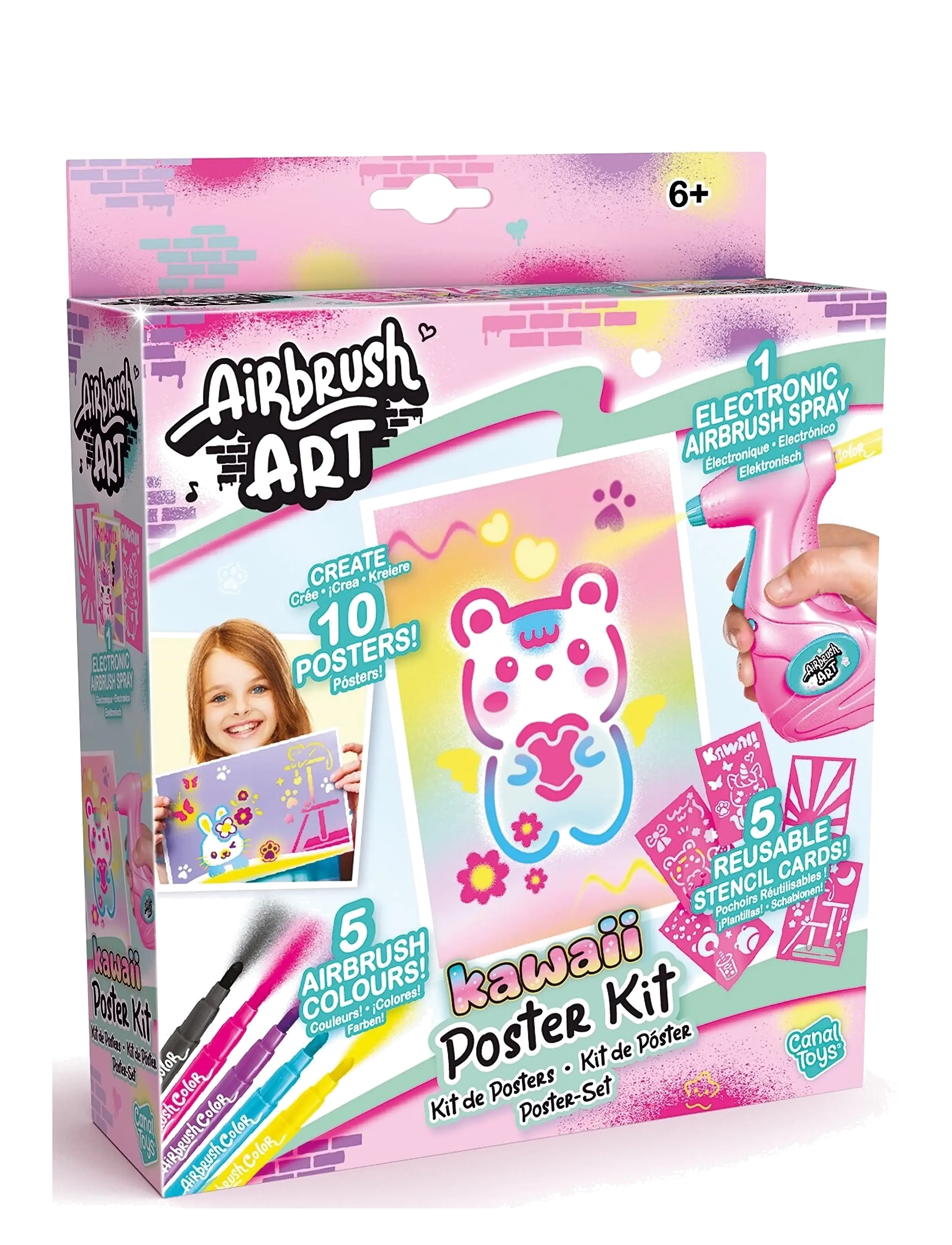 AMO Airbrush Art Art Mini Poster Kit, One Size, Pink, Håndværk > Håndværkssæt, Børn