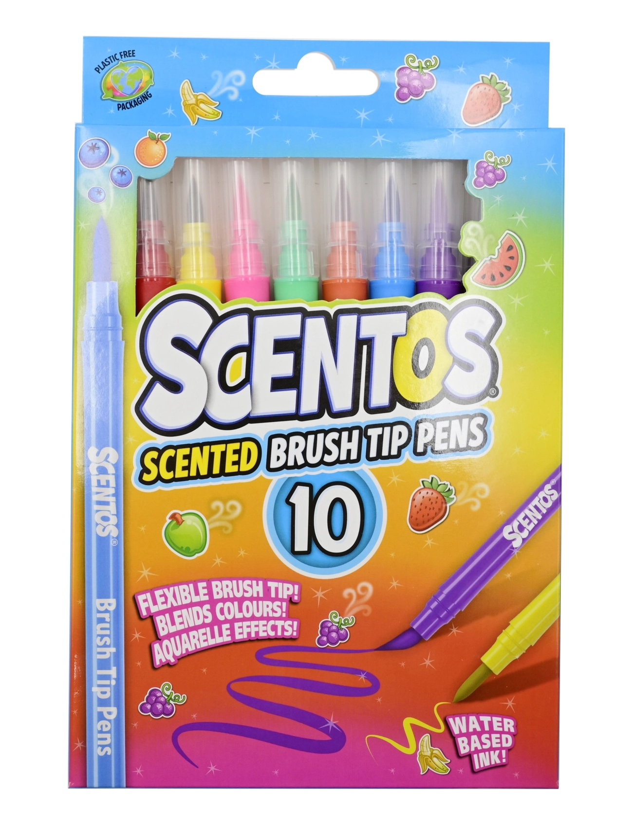 AMO Scentos Brush Tip Pens 10 Pcs Cdu, Børn, Stationery, Multi/mønstret, Str: ONE SIZE