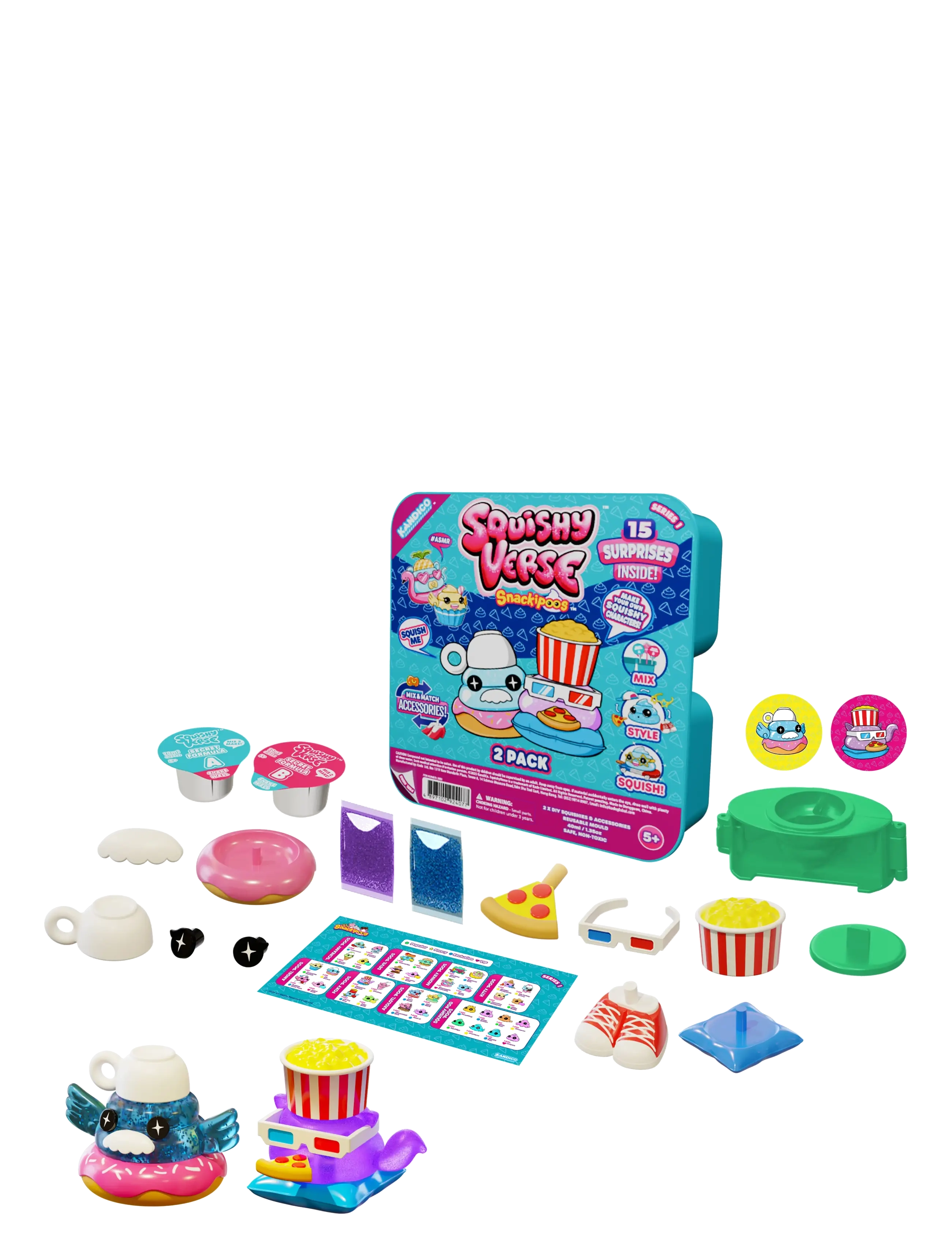 AMO Squishyverse Snackipoos 2-Pack In Cdu, Børn, Craft Sæt, Multi/mønstret, Str: ONE SIZE