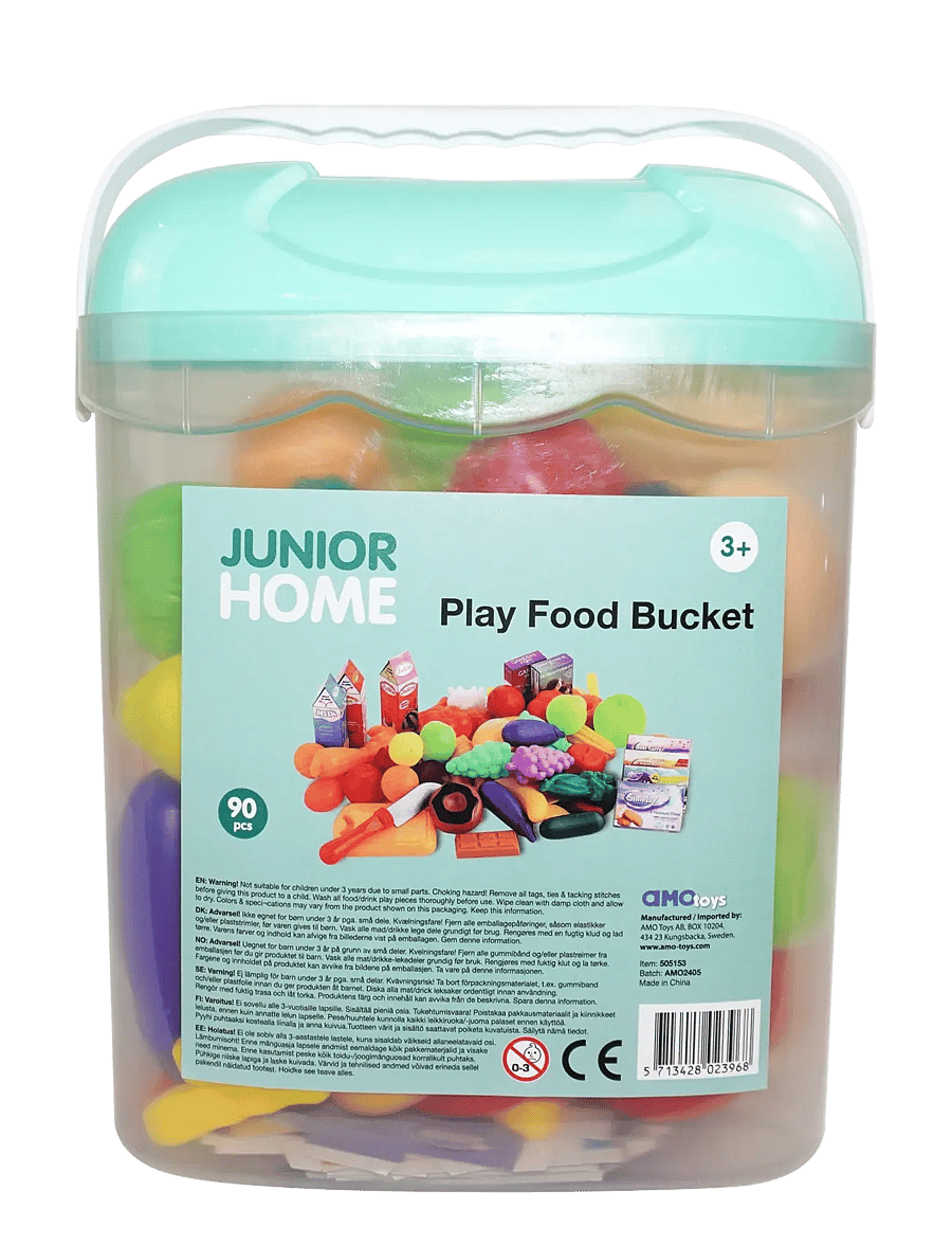 AMO - JUNIOR HOME Play Food Bucket 90 pcs - legemad & legekager - multicolor - 0