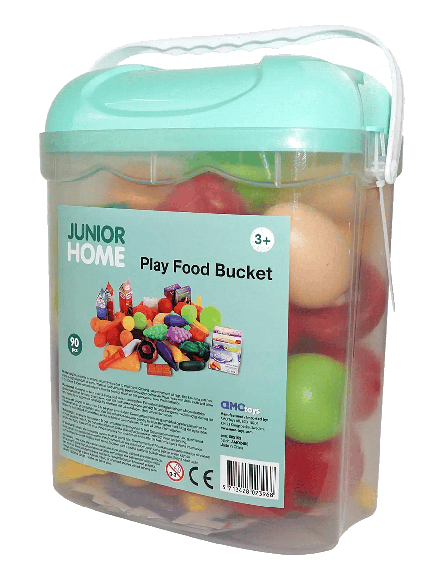 AMO - JUNIOR HOME Play Food Bucket 90 pcs - legemad & legekager - multicolor - 1