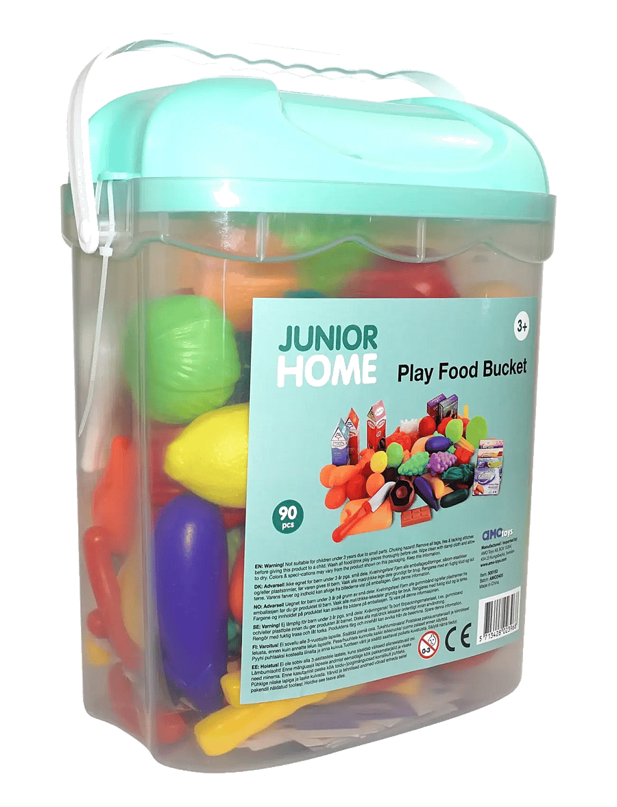 AMO - JUNIOR HOME Play Food Bucket 90 pcs - legemad & legekager - multicolor - 2
