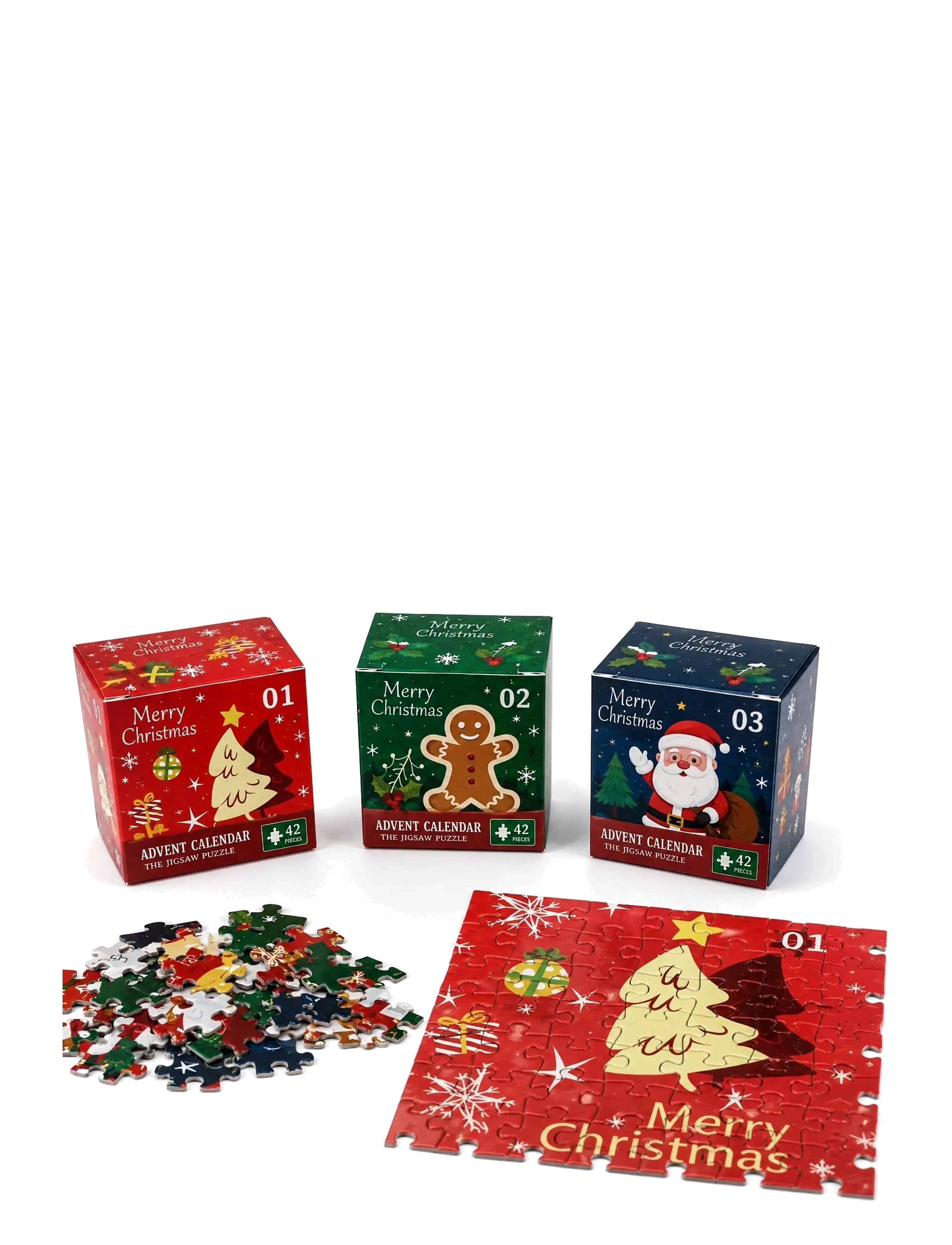 AMO - PUZZLES Merry Christmas Advent Puzzle 24 Themes 1008 pcs - julekalender - multicolor - 1