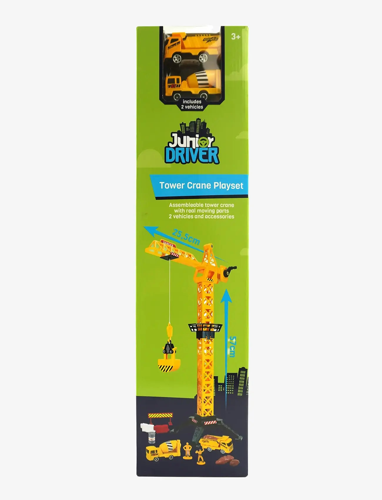 AMO - JUNIOR DRIVER Tower Crane 57cm Playset with 2 construction v - byggmaskiner - multicolor - 0