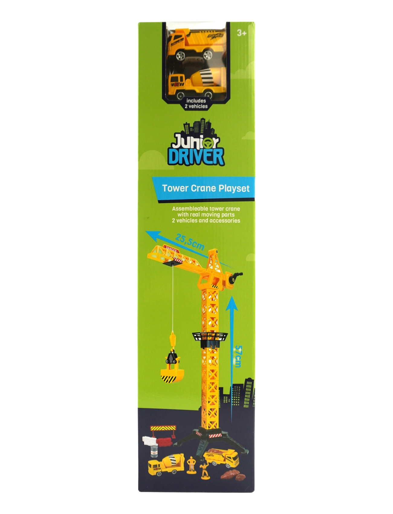 AMO - JUNIOR DRIVER Tower Crane 57cm Playset with 2 construction v - byggmaskiner - multicolor - 2