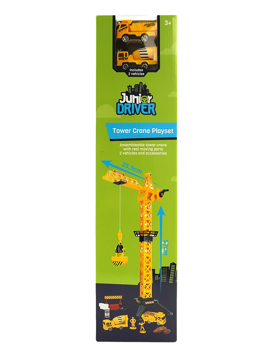 AMO - JUNIOR DRIVER Tower Crane 57cm Playset with 2 construction v - byggmaskiner - multicolor - 2