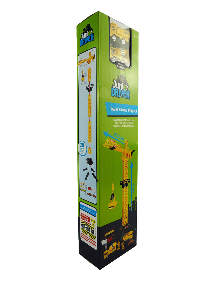AMO - JUNIOR DRIVER Tower Crane 57cm Playset with 2 construction v - byggmaskiner - multicolor - 3