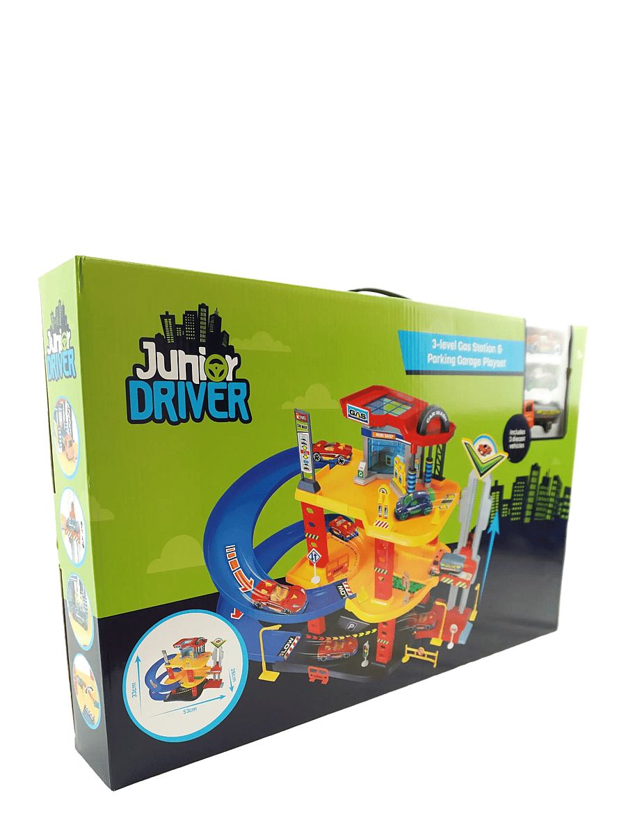 AMO - JUNIOR DRIVER Gas Station Playset with 3 vehicles - keppnisbrautir - multicolor - 0