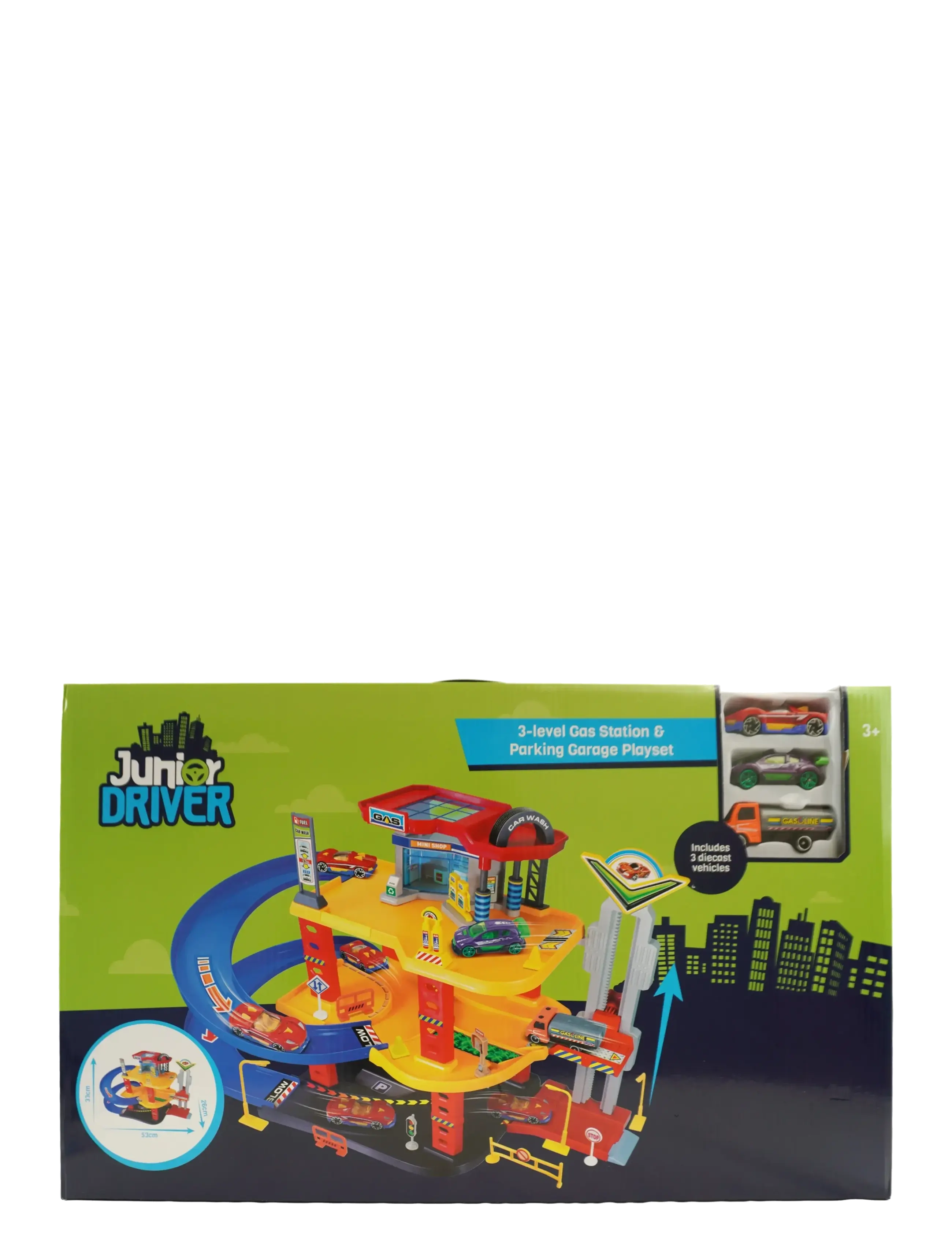 AMO - JUNIOR DRIVER Gas Station Playset with 3 vehicles - racerbaner - multicolor - 1