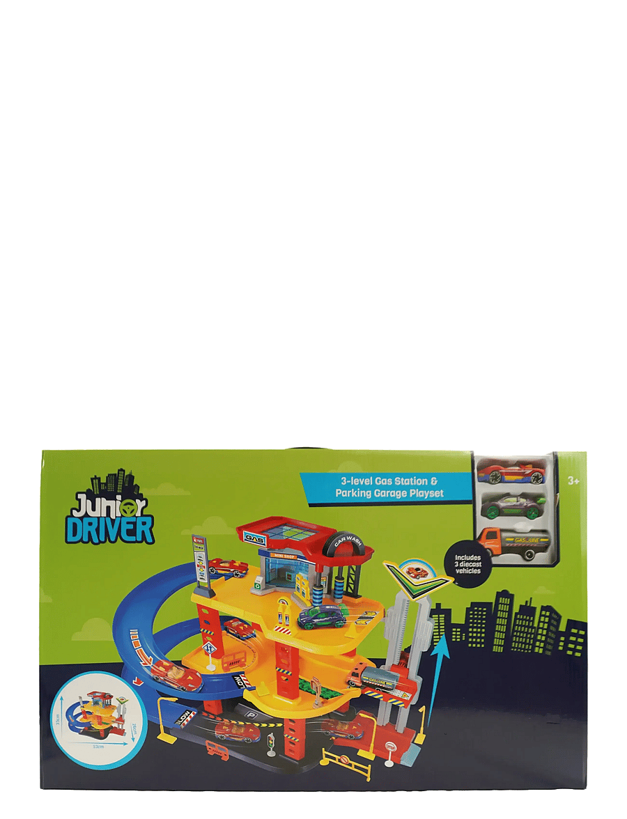 AMO - JUNIOR DRIVER Gas Station Playset with 3 vehicles - keppnisbrautir - multicolor - 1