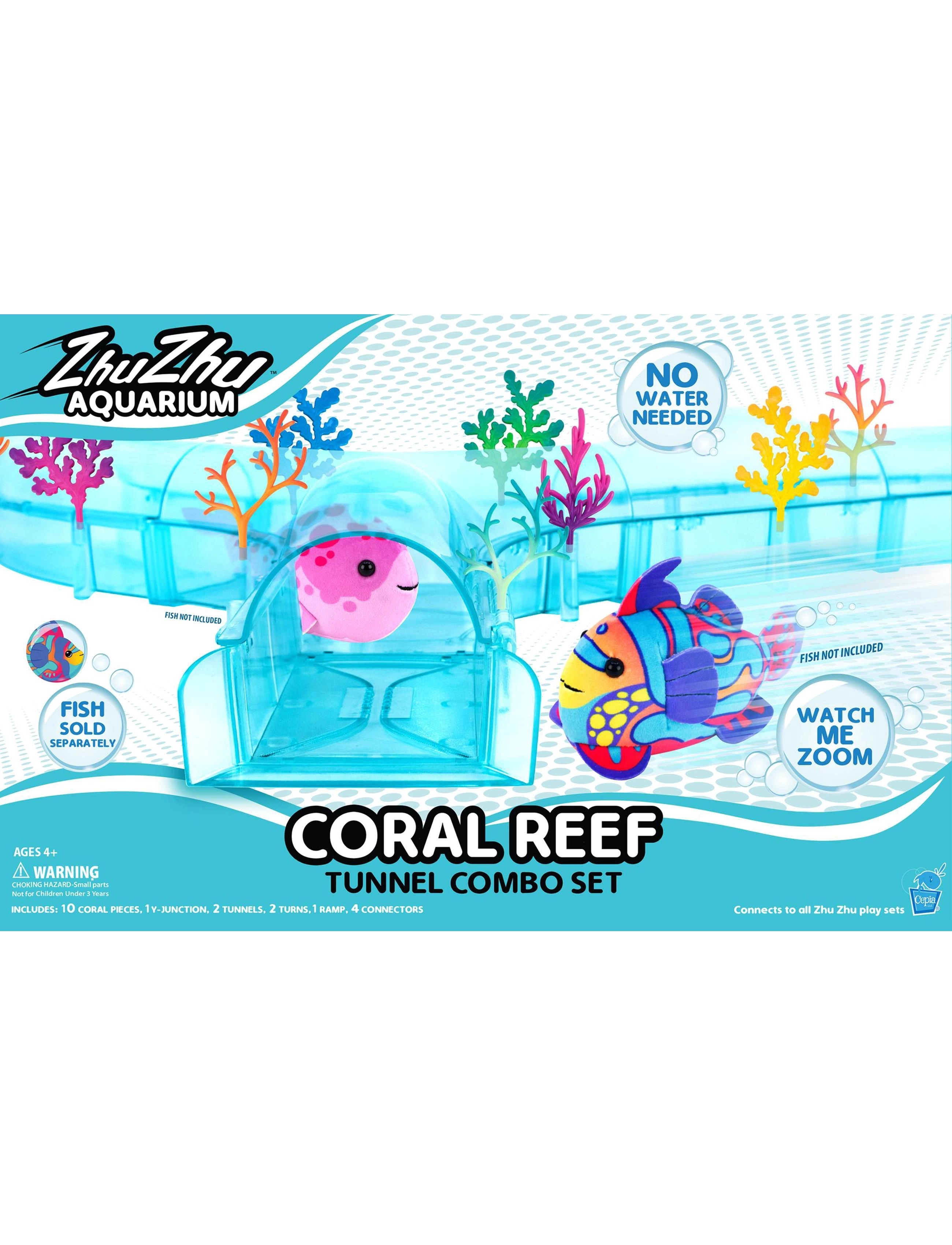 Zhu Zhu Zhu Zhu Fish Coral Reef Tunnel Combo Set, One Size, Multi/patterned, Soft Legetøj > Stuffed Animals, Børn