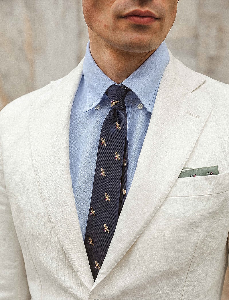An Ivy - Navy Bee Silk Tie - navy/golden/red - 0