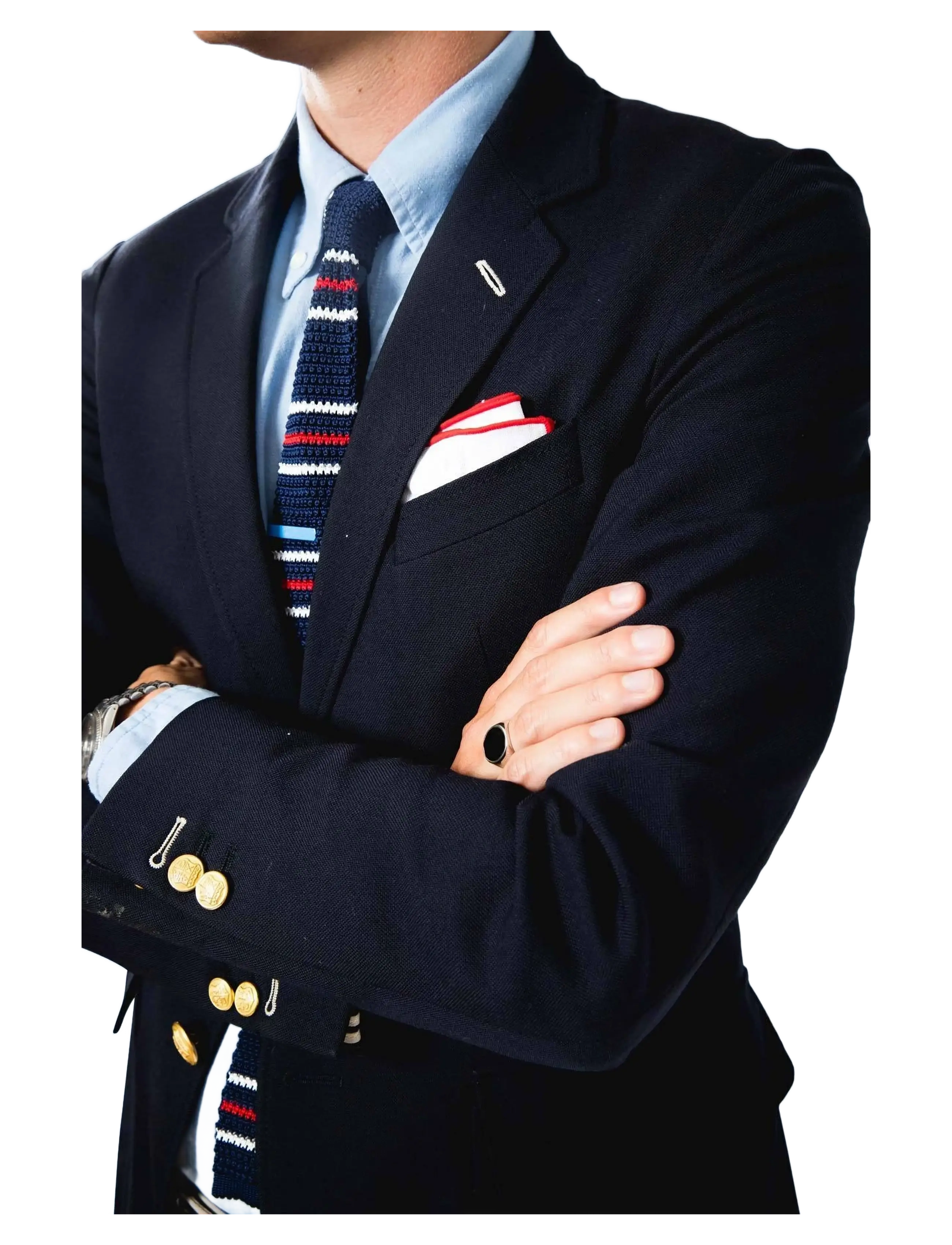 AN IVY - Red Borders Pocket Square - white/red - 3