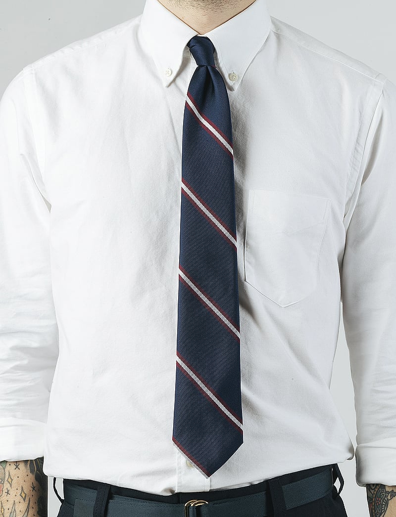 AN IVY - Navy Burgundy White Striped Preppy Silk - lipsud - navy/burgundy/white - 0