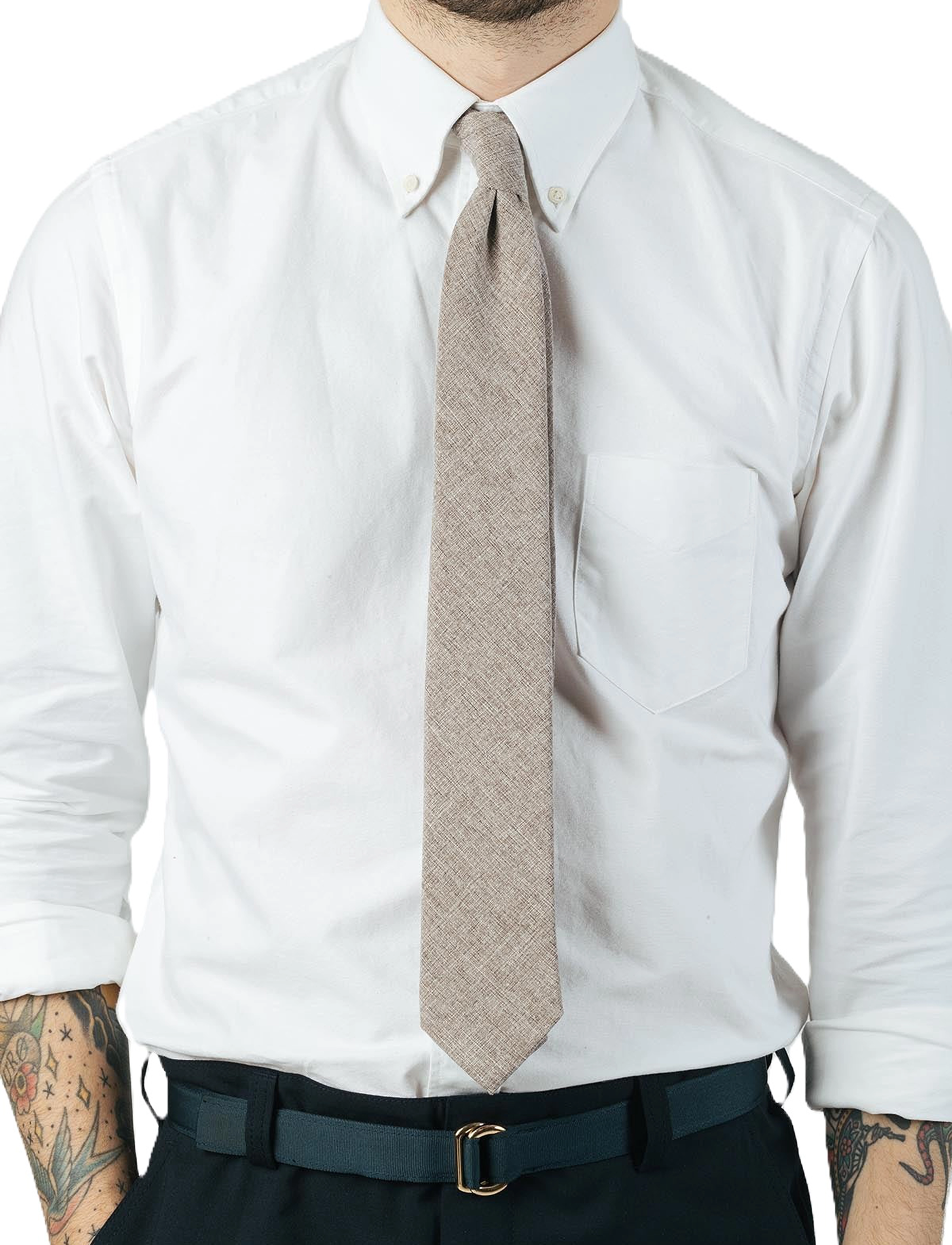 AN IVY Beige Textured Tie, One Size, Beige, Tilbehør > Slips, Herre