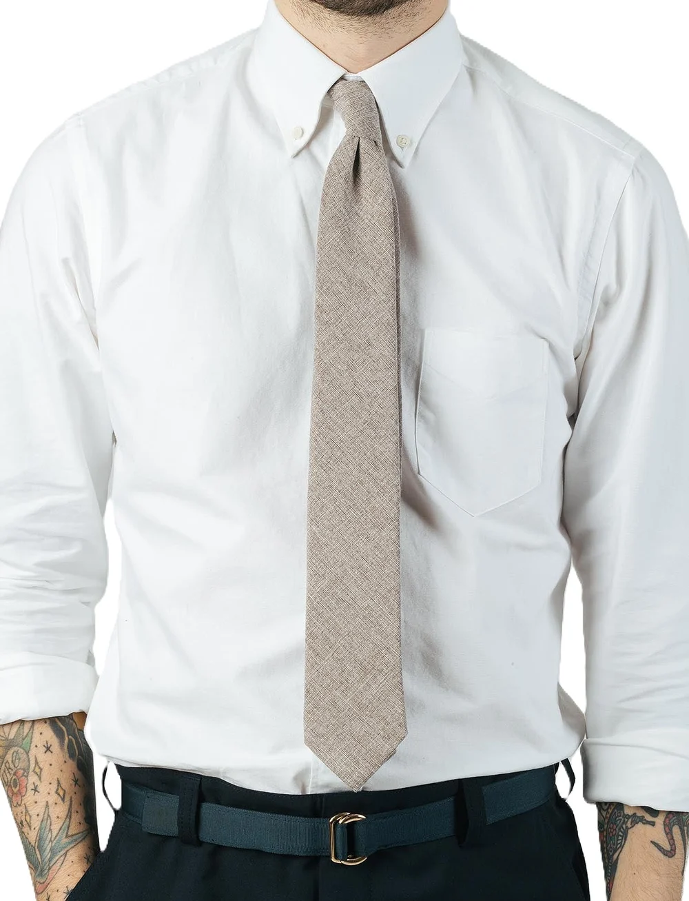 AN IVY - Beige Textured Tie - slips - beige - 0