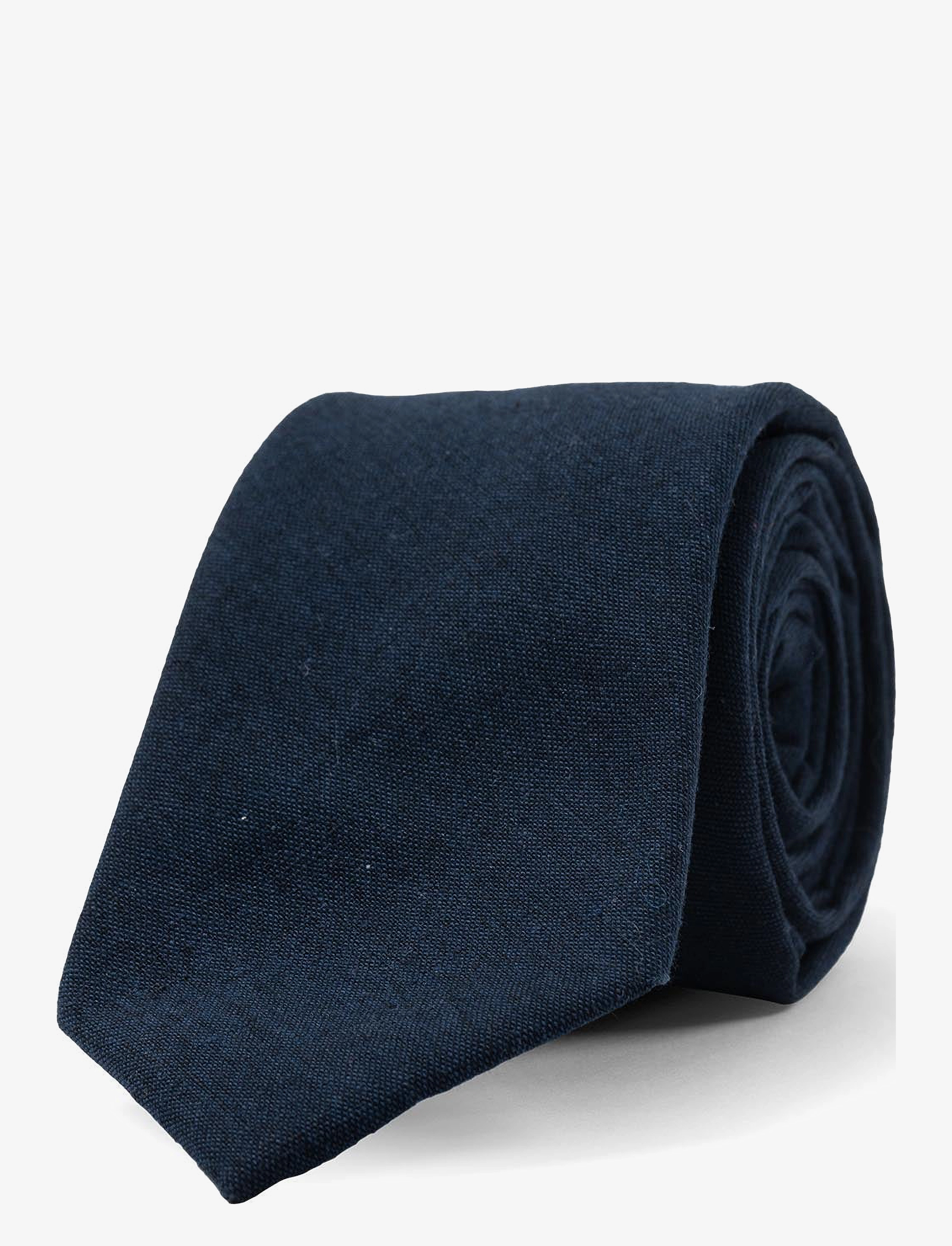 AN IVY - Solid Navy Cotton Tie - navy - 2