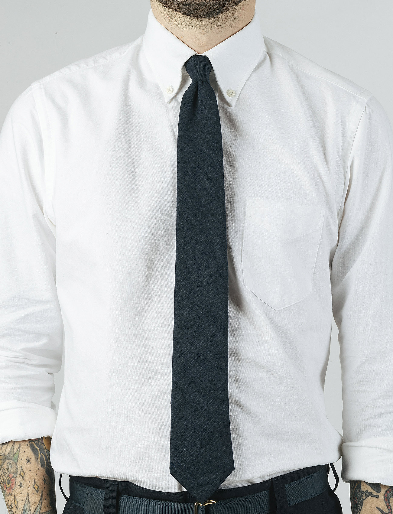 AN IVY - Solid Navy Cotton Tie - lipsud - navy - 1