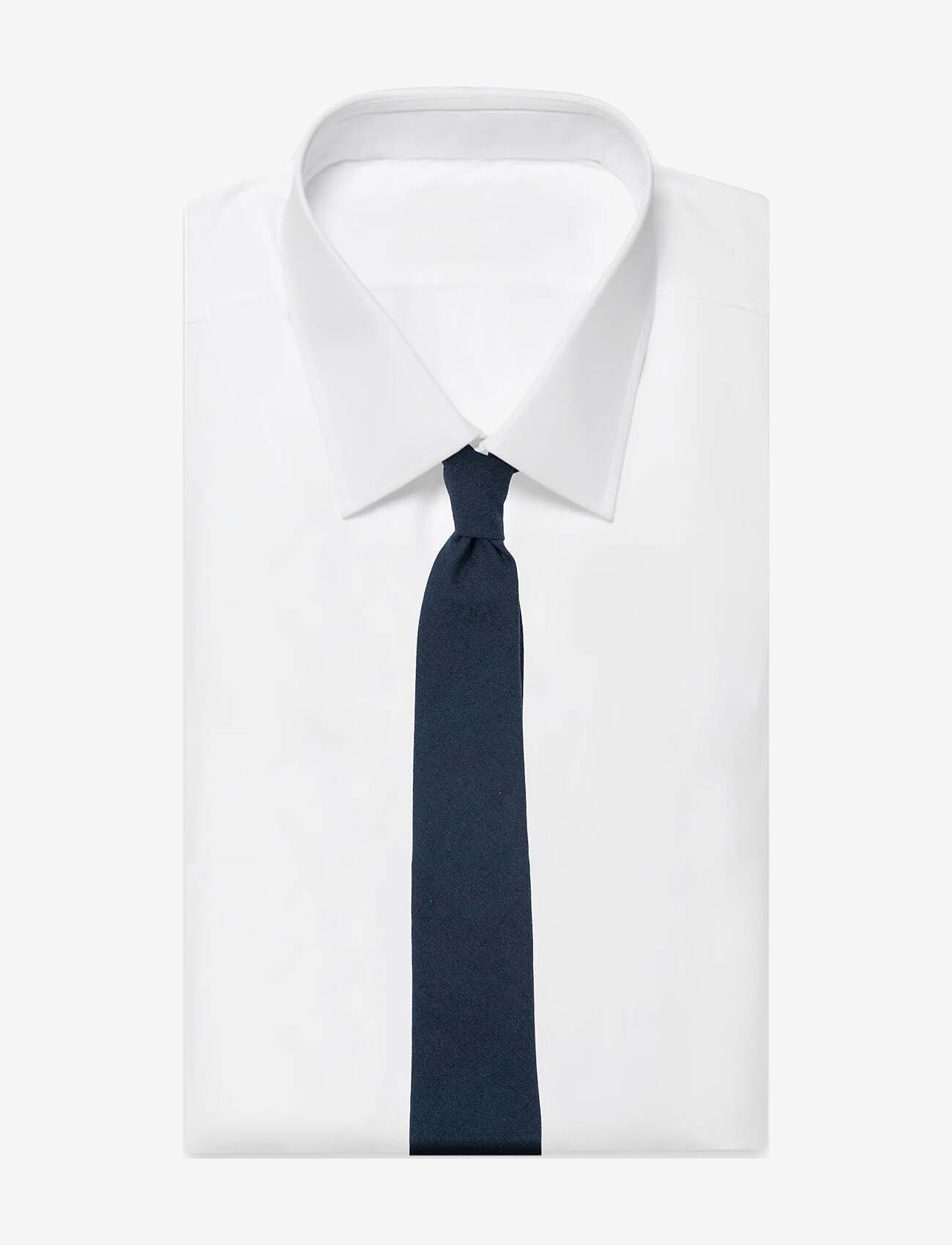 AN IVY - Solid Navy Cotton Tie - laveste priser - navy - 3