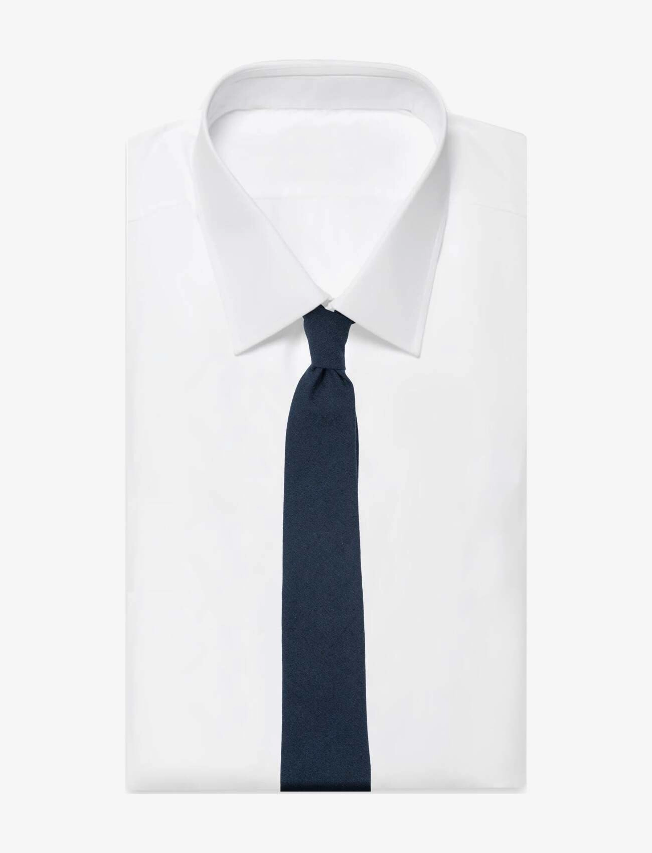 AN IVY - Solid Navy Cotton Tie - navy - 3