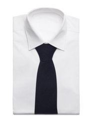 AN IVY - Solid Navy Cotton Tie - slips - navy - 2