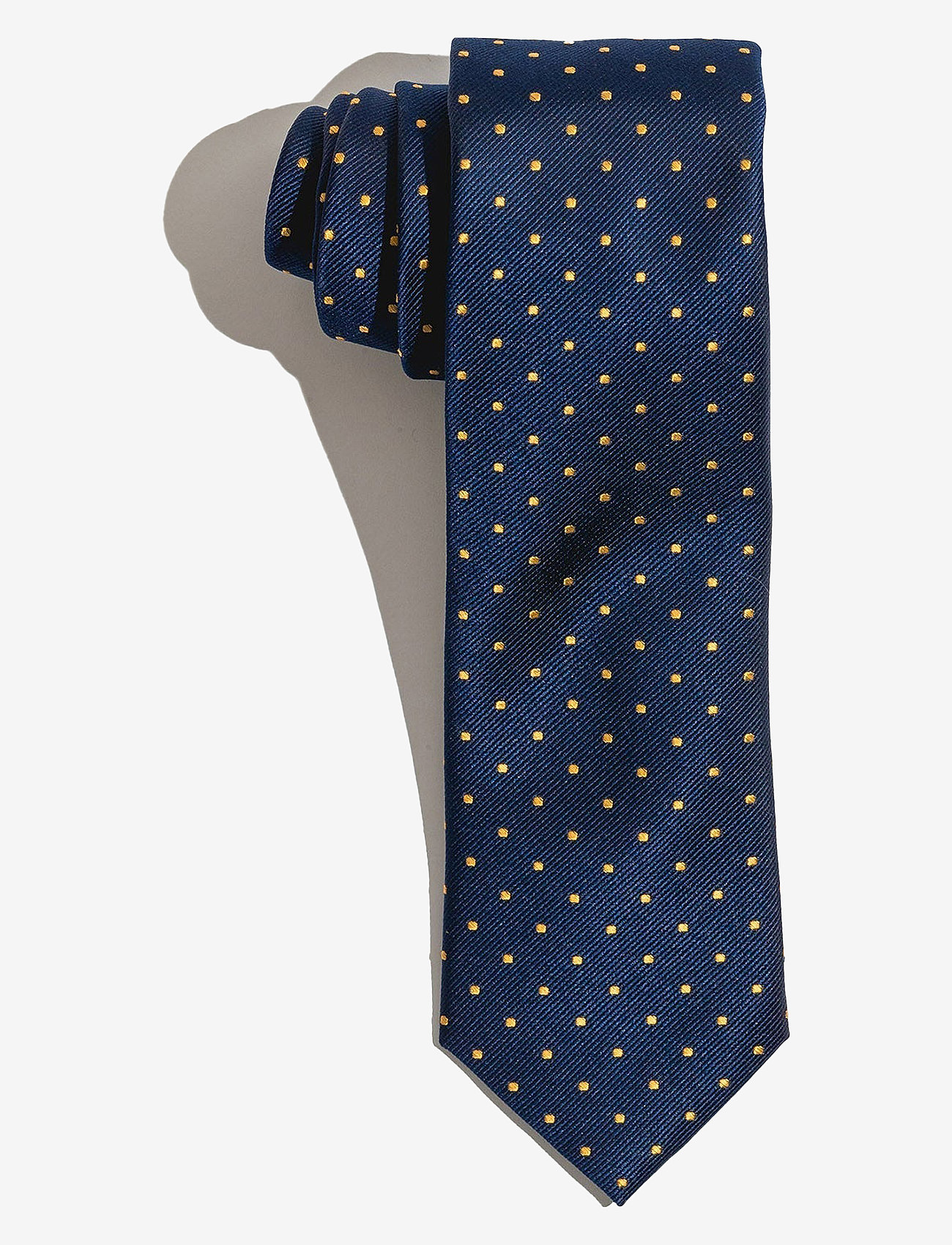 AN IVY - Navy Yellow Dots Silk Tie - ties - navy/yellow - 1