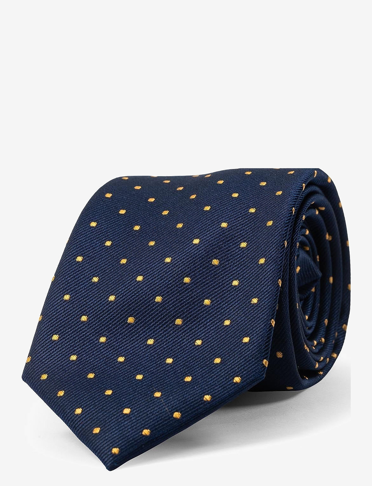 AN IVY - Navy Yellow Dots Silk Tie - ties - navy/yellow - 2
