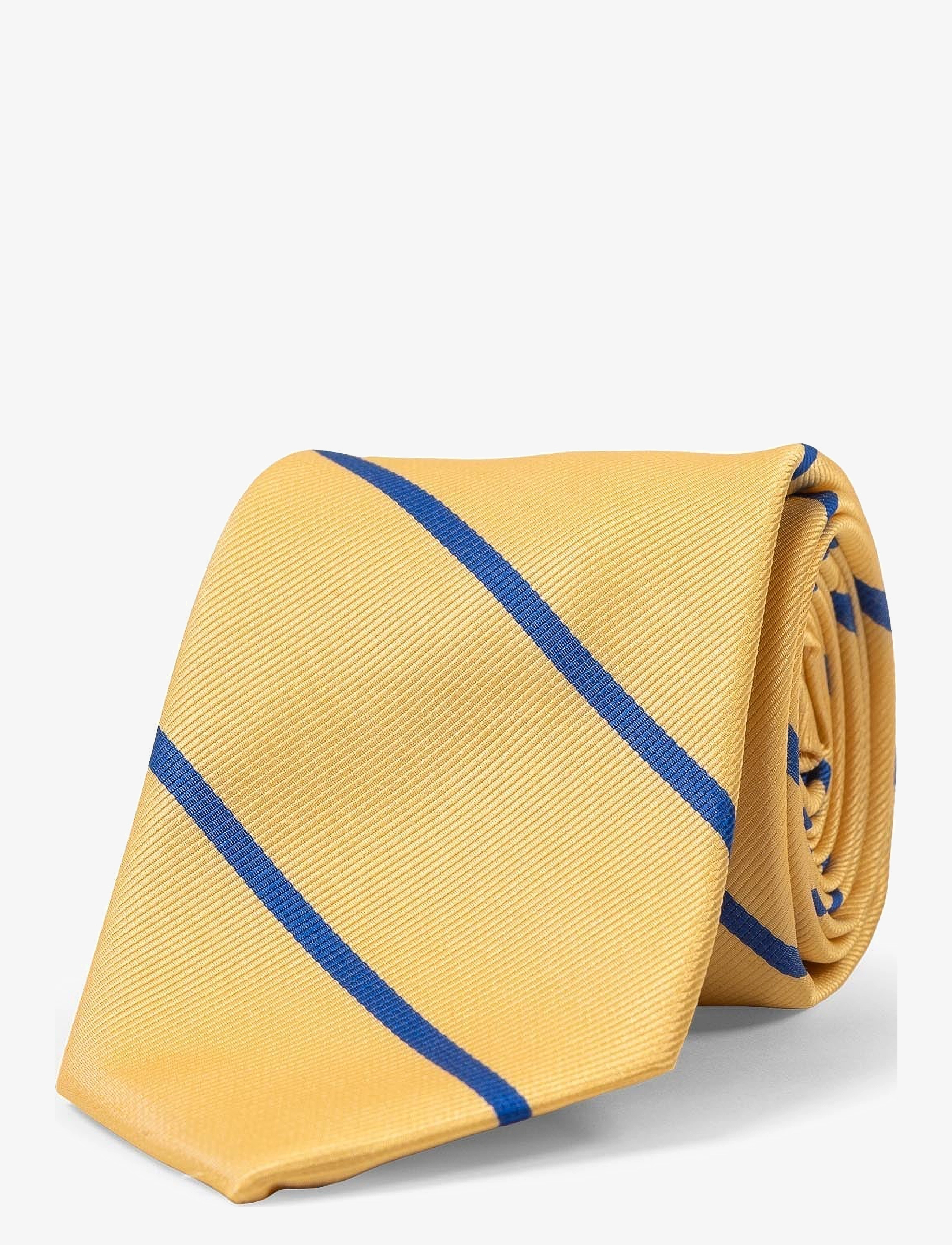 AN IVY - Yellow Blue Single Stripes Silk Tie - yellow/blue - 2