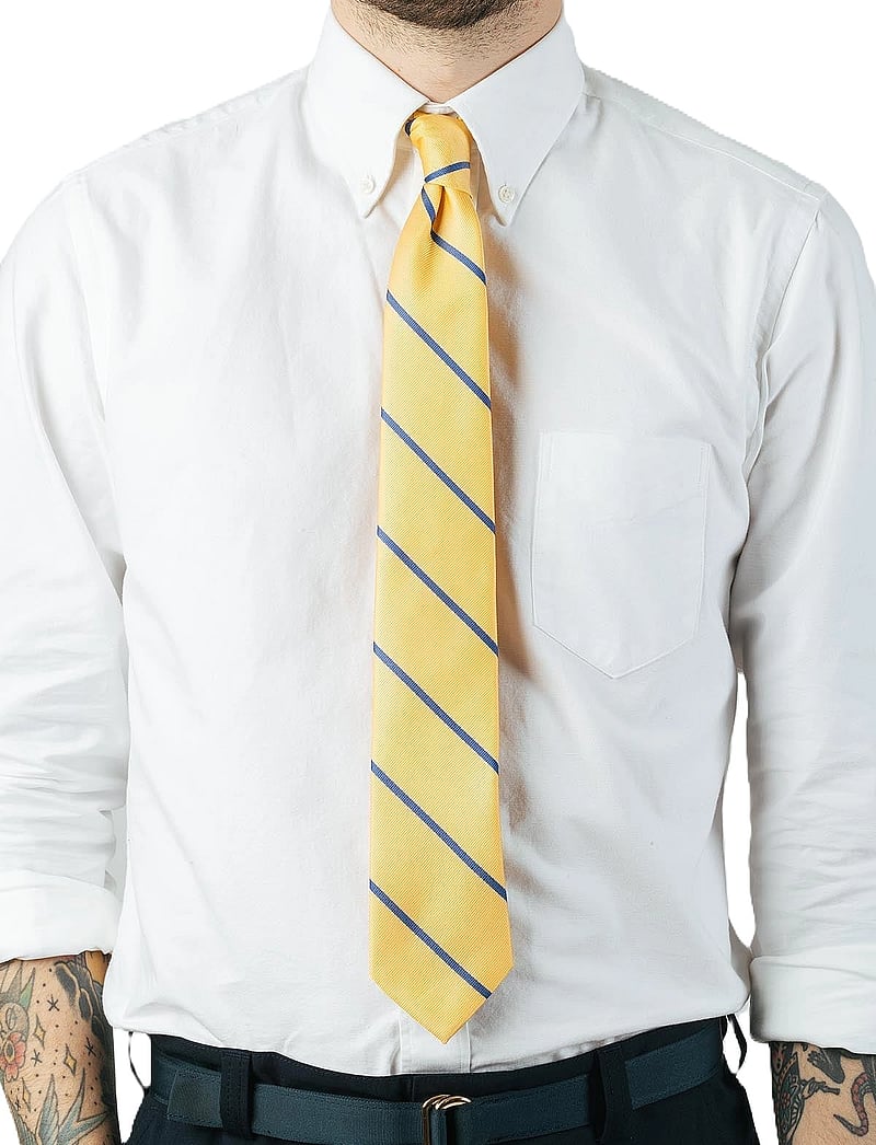 AN IVY - Yellow Blue Single Stripes Silk Tie - krawatten - yellow/blue - 0