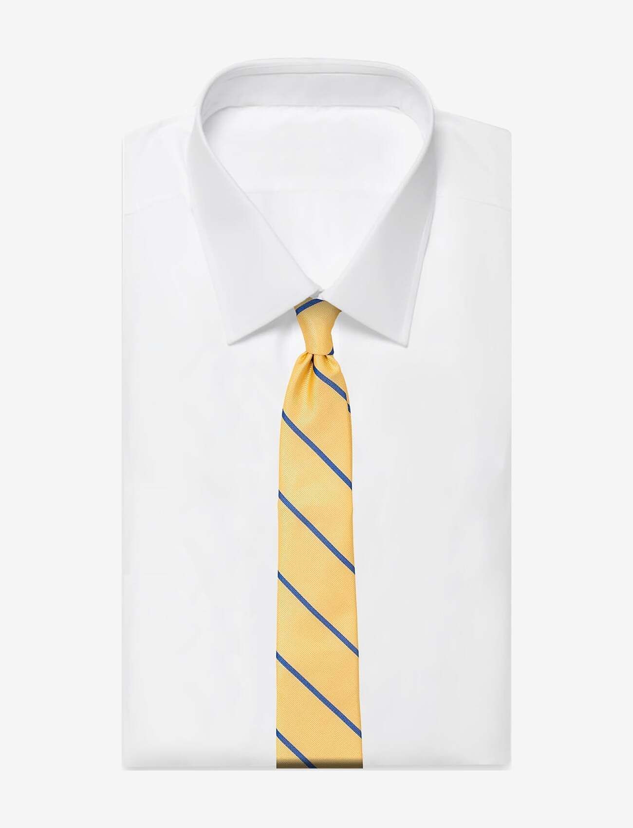AN IVY - Yellow Blue Single Stripes Silk Tie - krawatten - yellow/blue - 4