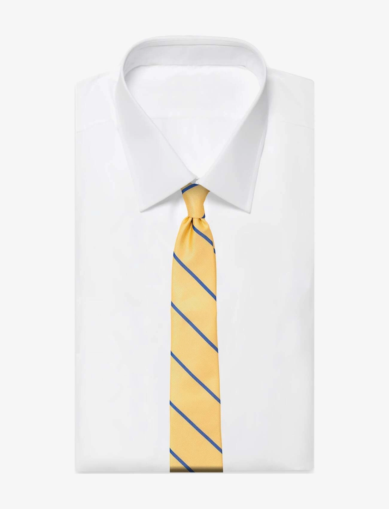 AN IVY - Yellow Blue Single Stripes Silk Tie - yellow/blue - 4