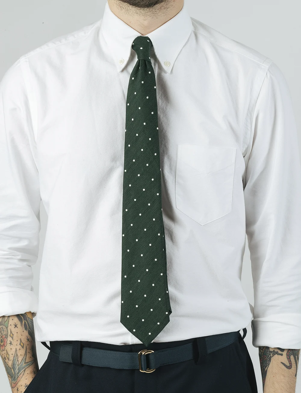 AN IVY - Green White Dots Silk Linen - lipsud - green/white - 0