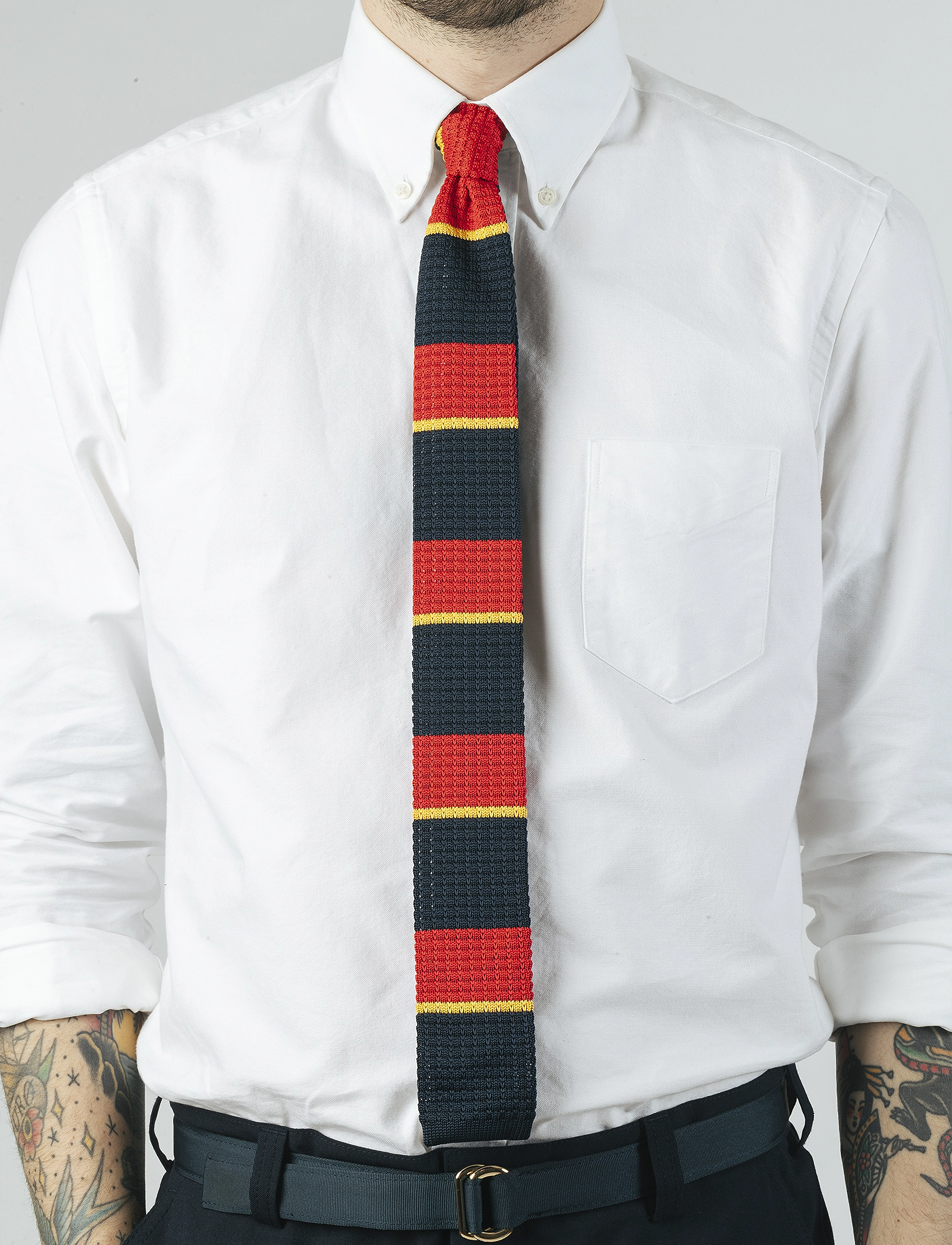 AN IVY - Navy Red Yellow Knit IVY Tie - navy/red/yellow - 1