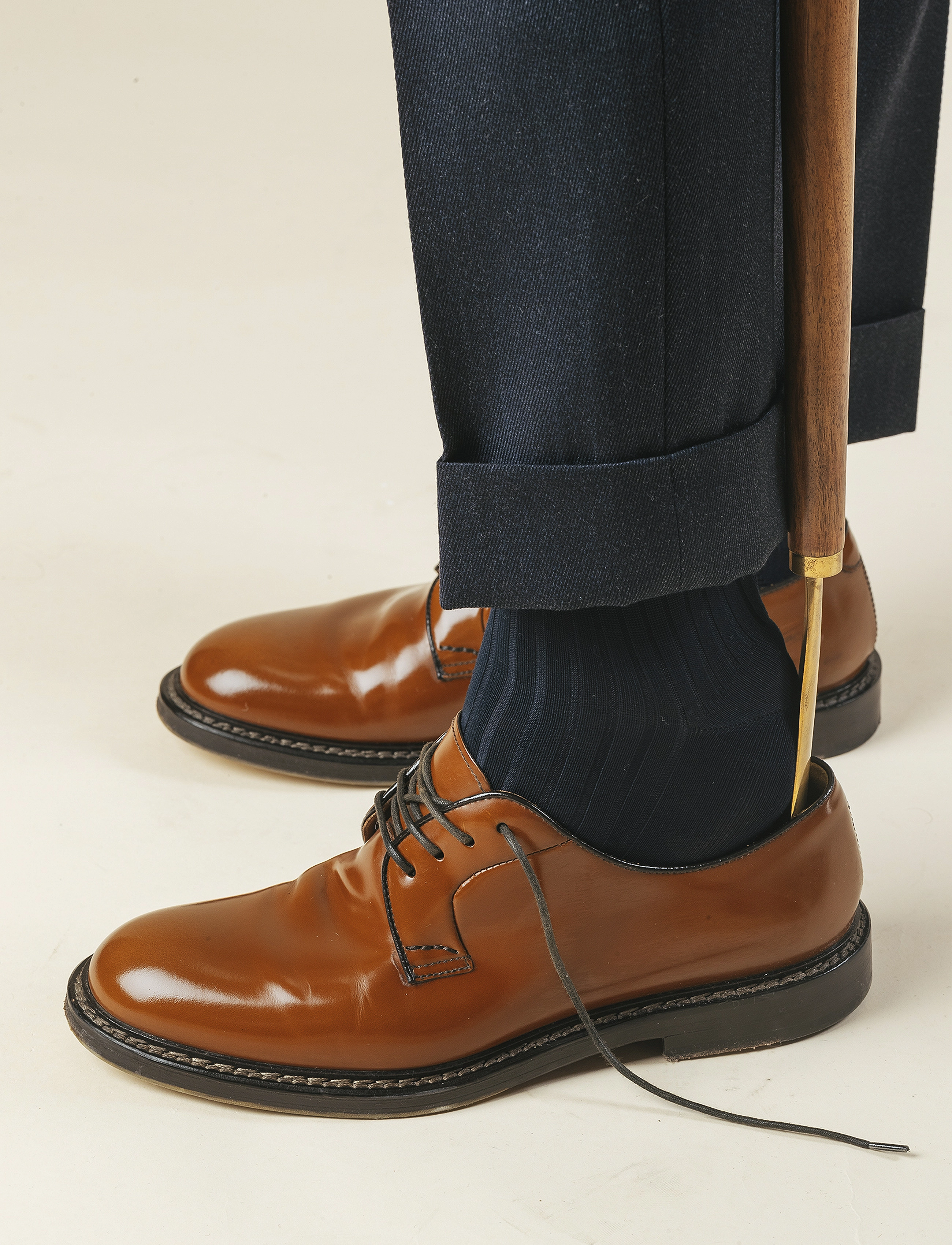 AN IVY Navy Ribbed Socks, 43-46, Blue, Sokker > Almindelige Sokker, Herre