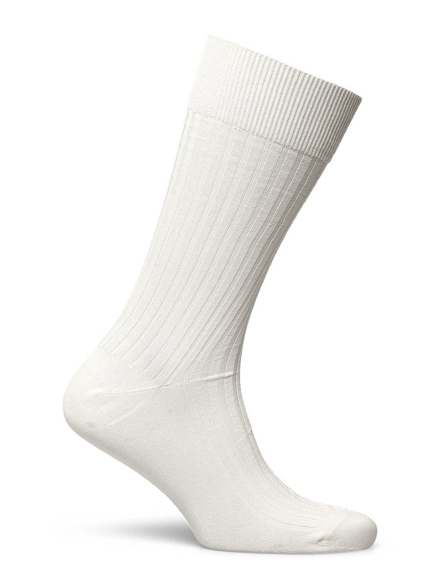 AN IVY - Off White Ribbed Socks - vanliga strumpor - white - 2