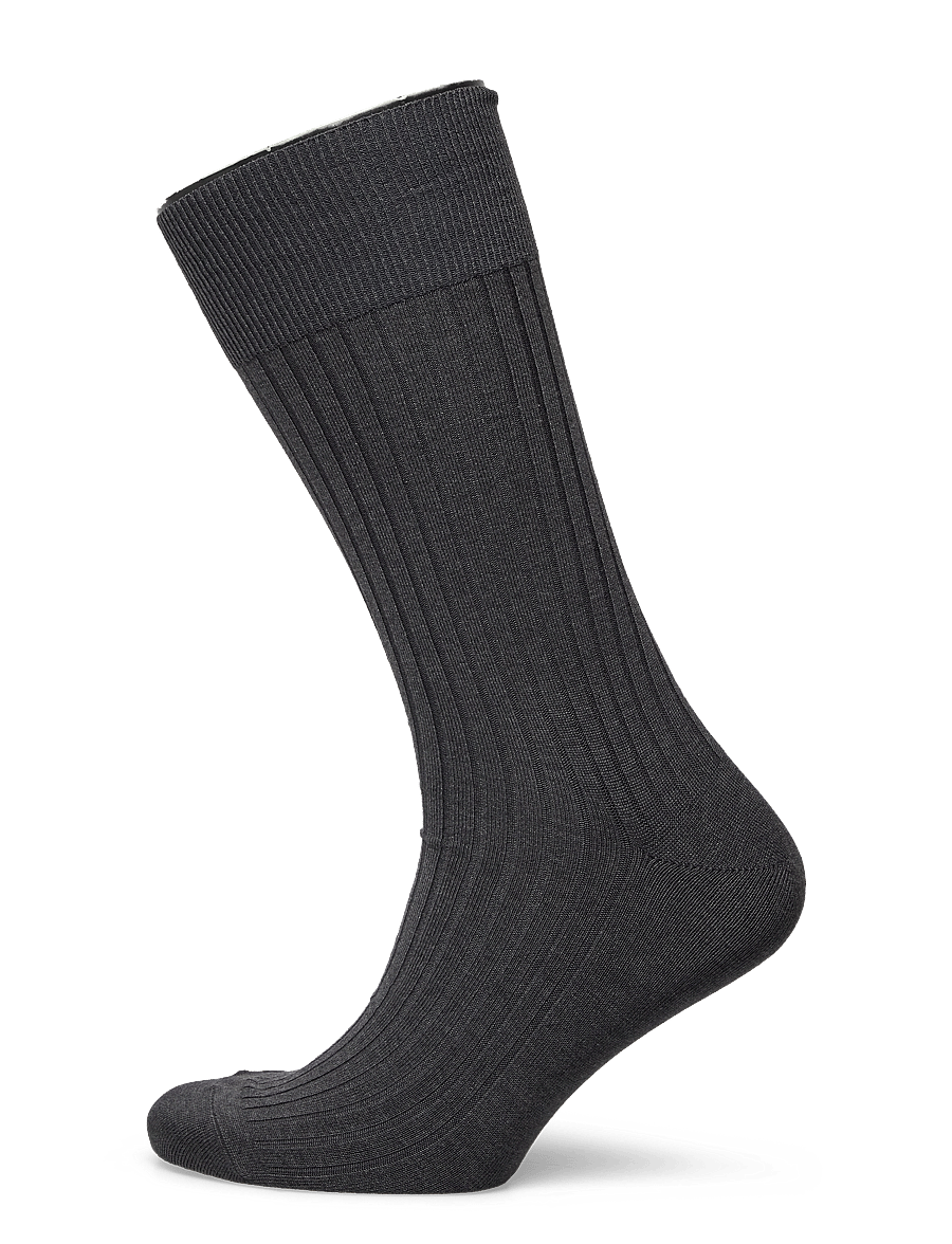 AN IVY - Charcoal Ribbed Socks - grey - 1